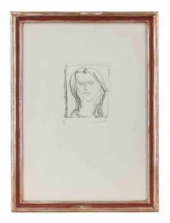 Portrait of a Girl - Etching by Arnoldo Ciarrocchi - 1970s