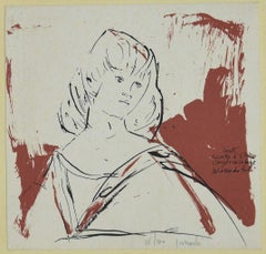 Retrato  - Tinta china sobreLitografía de Arnoldo Ciarrocchi - Siglo XX