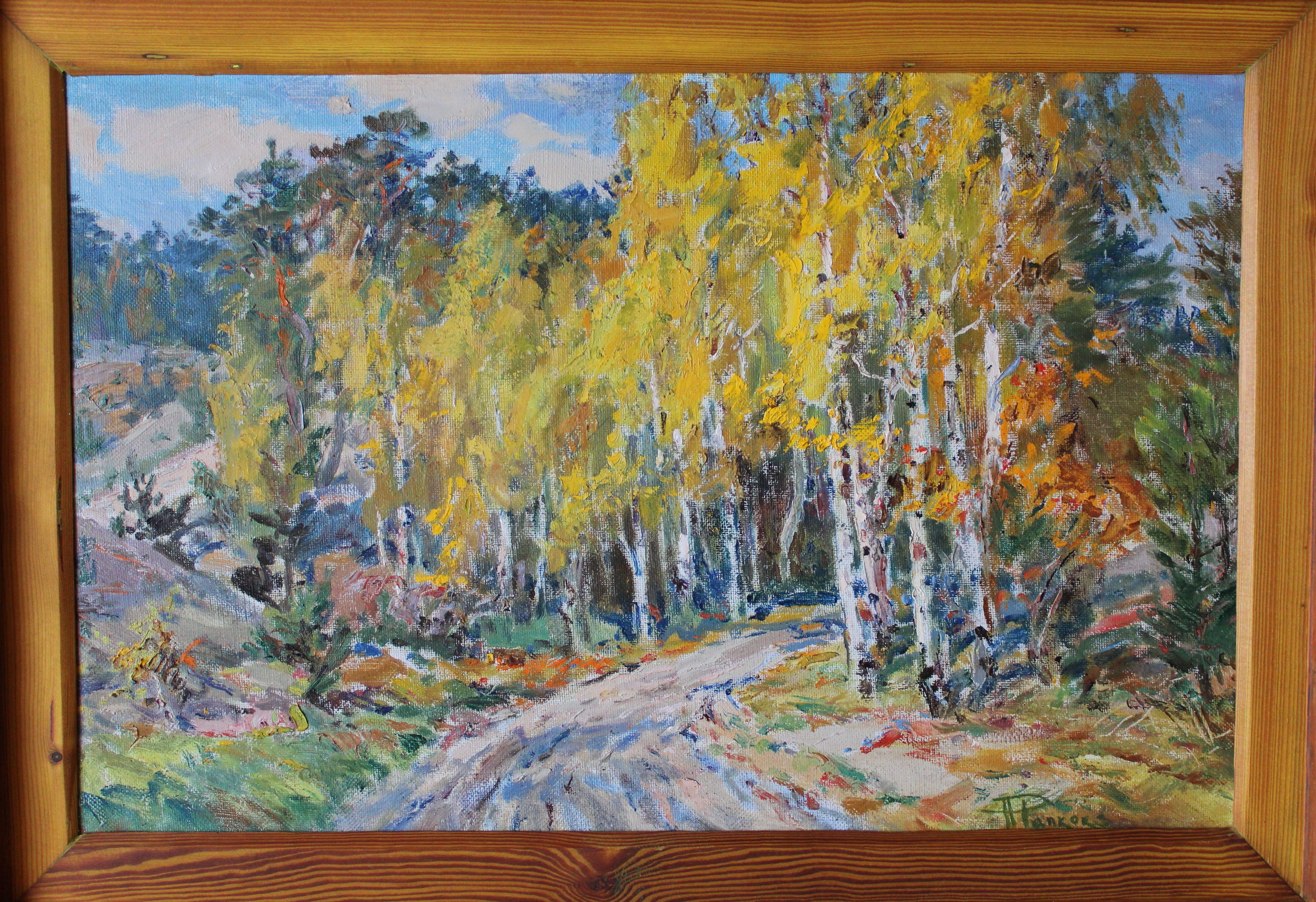 Birches. Oil on canvas. 46, 5x70, 5 cm. - Painting by Arnolds Pankoks