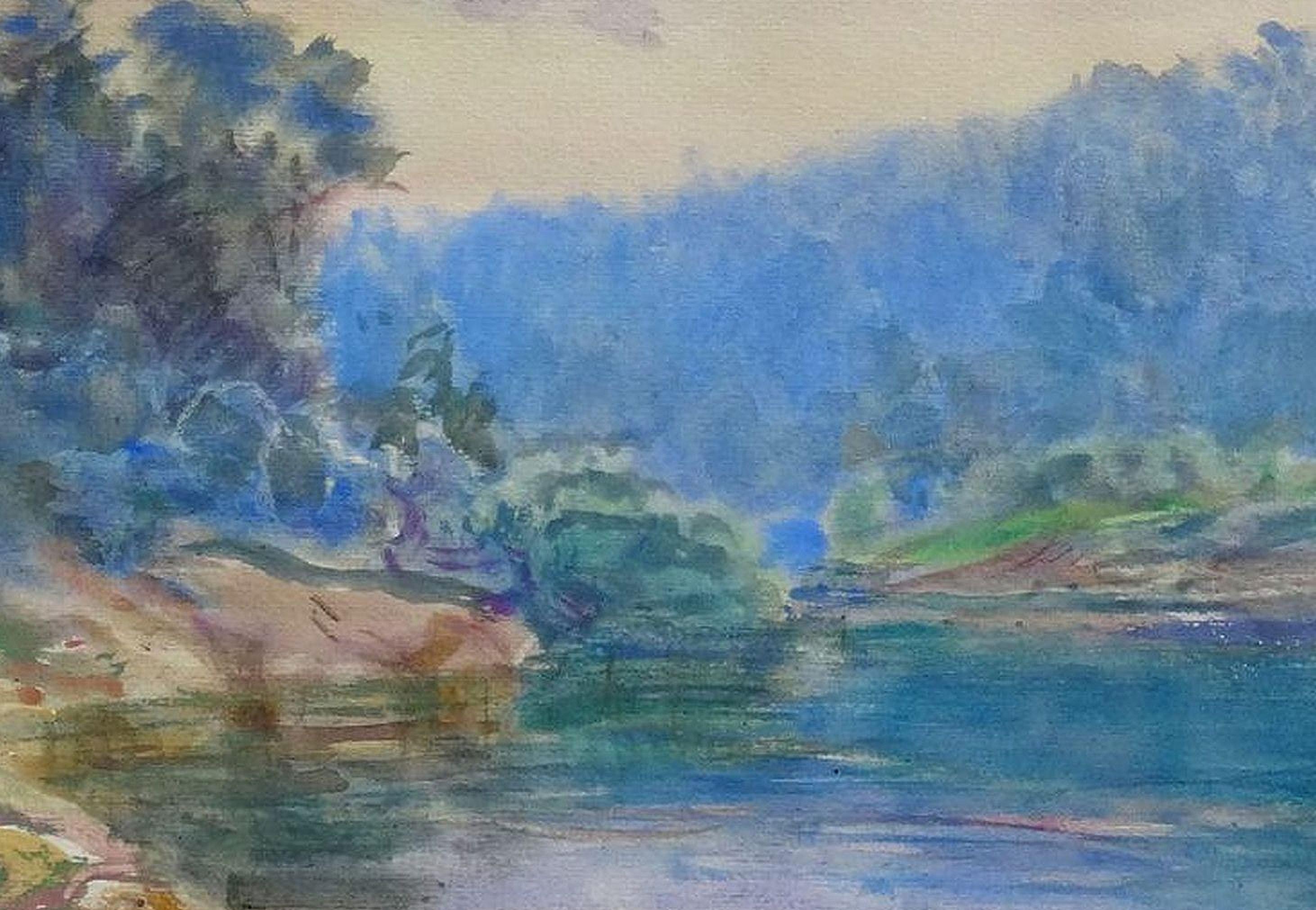 Fluss. Papier, Aquarell, 35x48 cm, Papier (Realismus), Painting, von Arnolds Pankoks