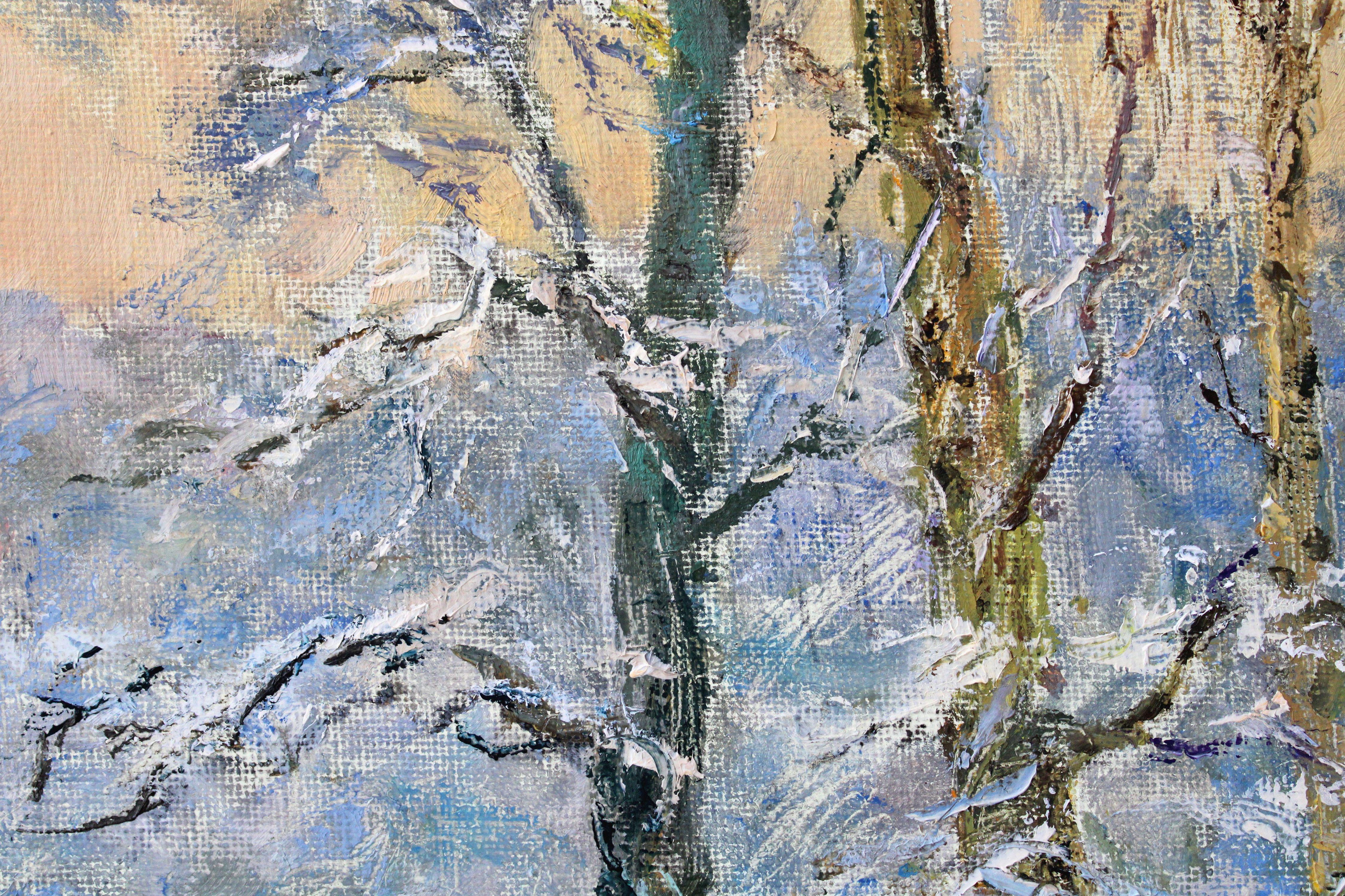 Winter. Oil on canvas, 60x80 cm - Gray Landscape Painting by Arnolds Pankoks