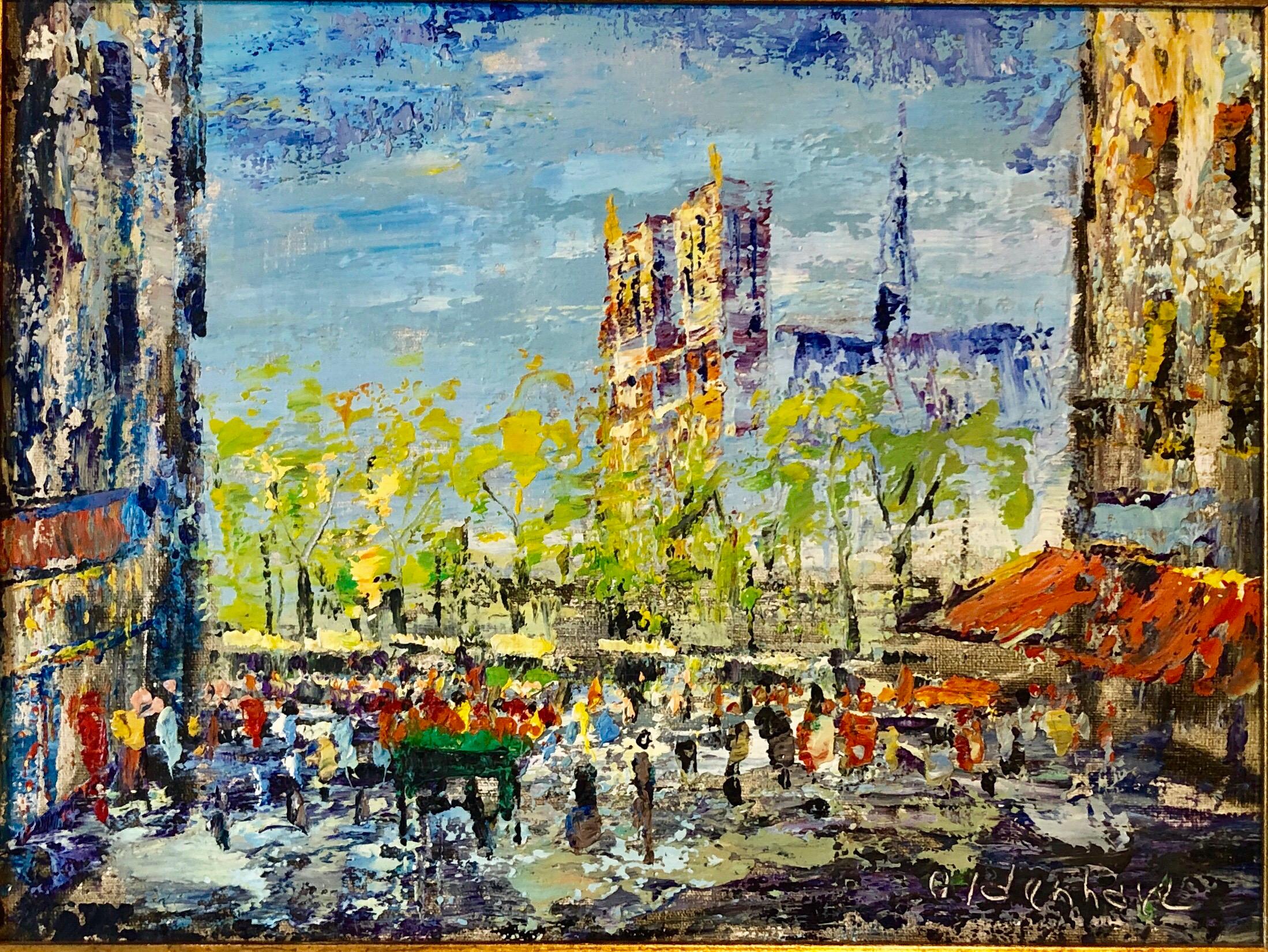 Impressionist Cityscape, Oil Painting Dutch Artist, Paris Landscape Scene For Sale 1