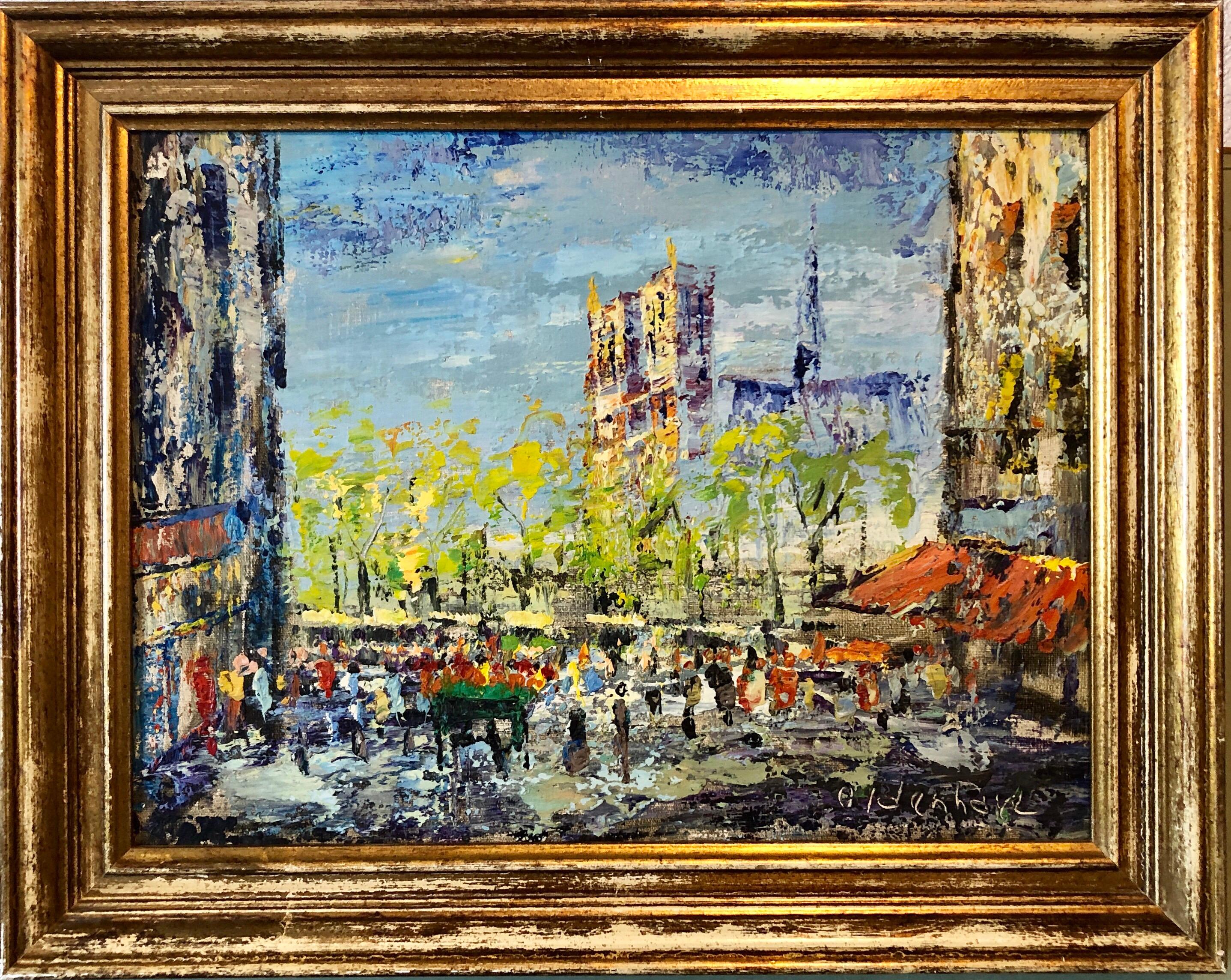 Impressionist Cityscape, Oil Painting Dutch Artist, Paris Landscape Scene For Sale 4