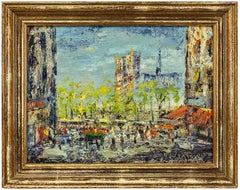 Antique Impressionist Cityscape, Oil Painting Dutch Artist, Paris Landscape Scene