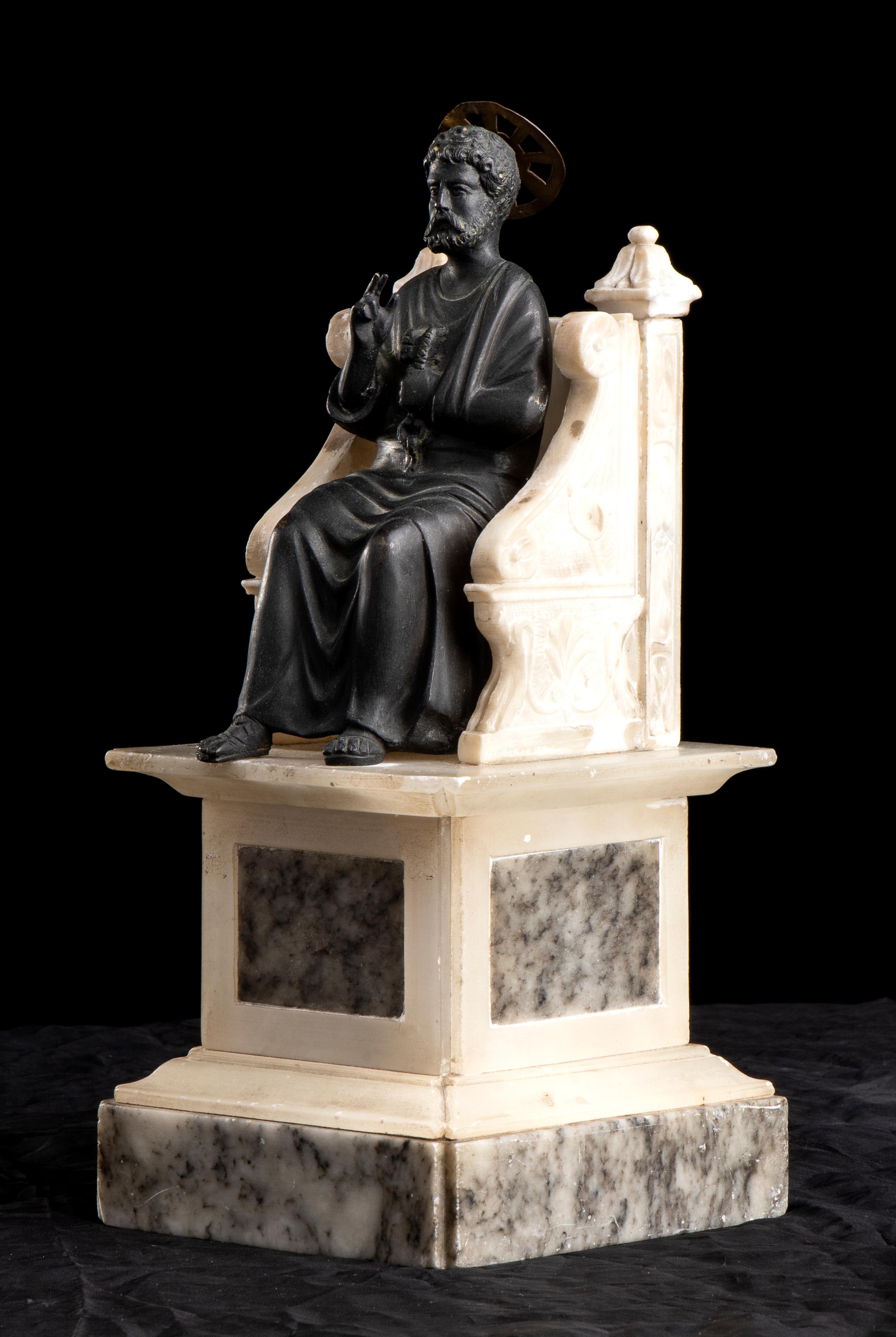 Figurative Sculpture of St Peter Bronze Marble Grand Tour After the Antique 20th 1