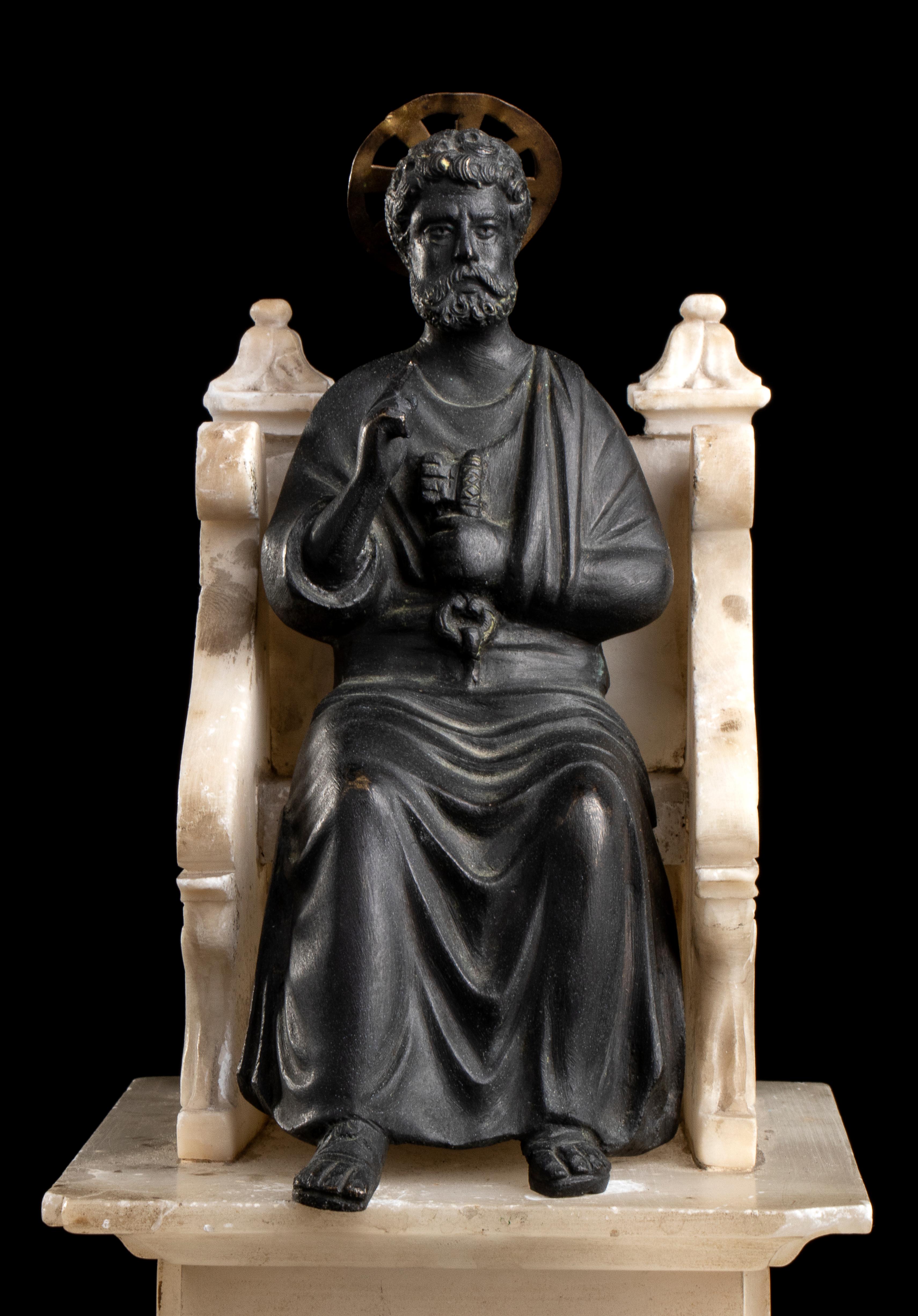 Figurative Sculpture of St Peter Bronze Marble Grand Tour After the Antique 20th 8