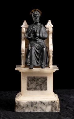 Figurative Sculpture of St Peter Bronze Marble Grand Tour After the Vintage 20th