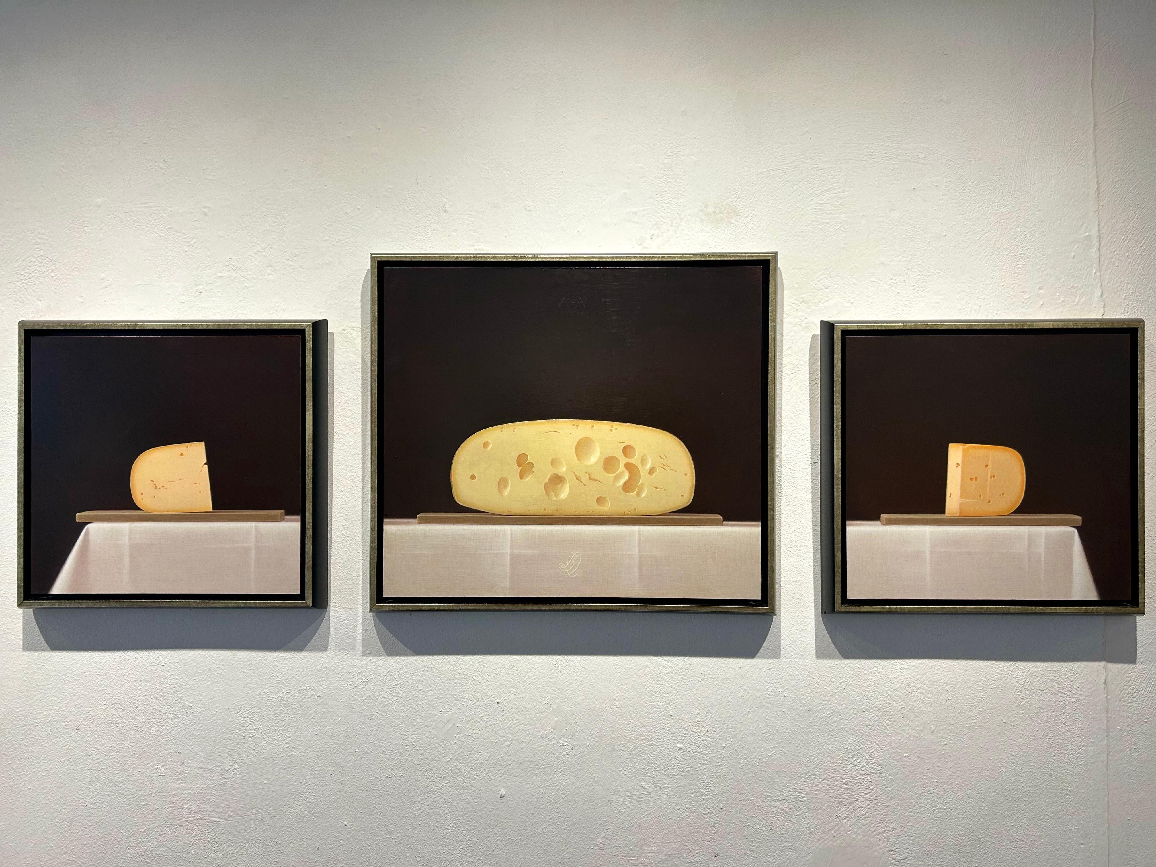 Hollandse Kazen Dutch Cheeses Still Life Contemporary Oil on Panel Trilogy