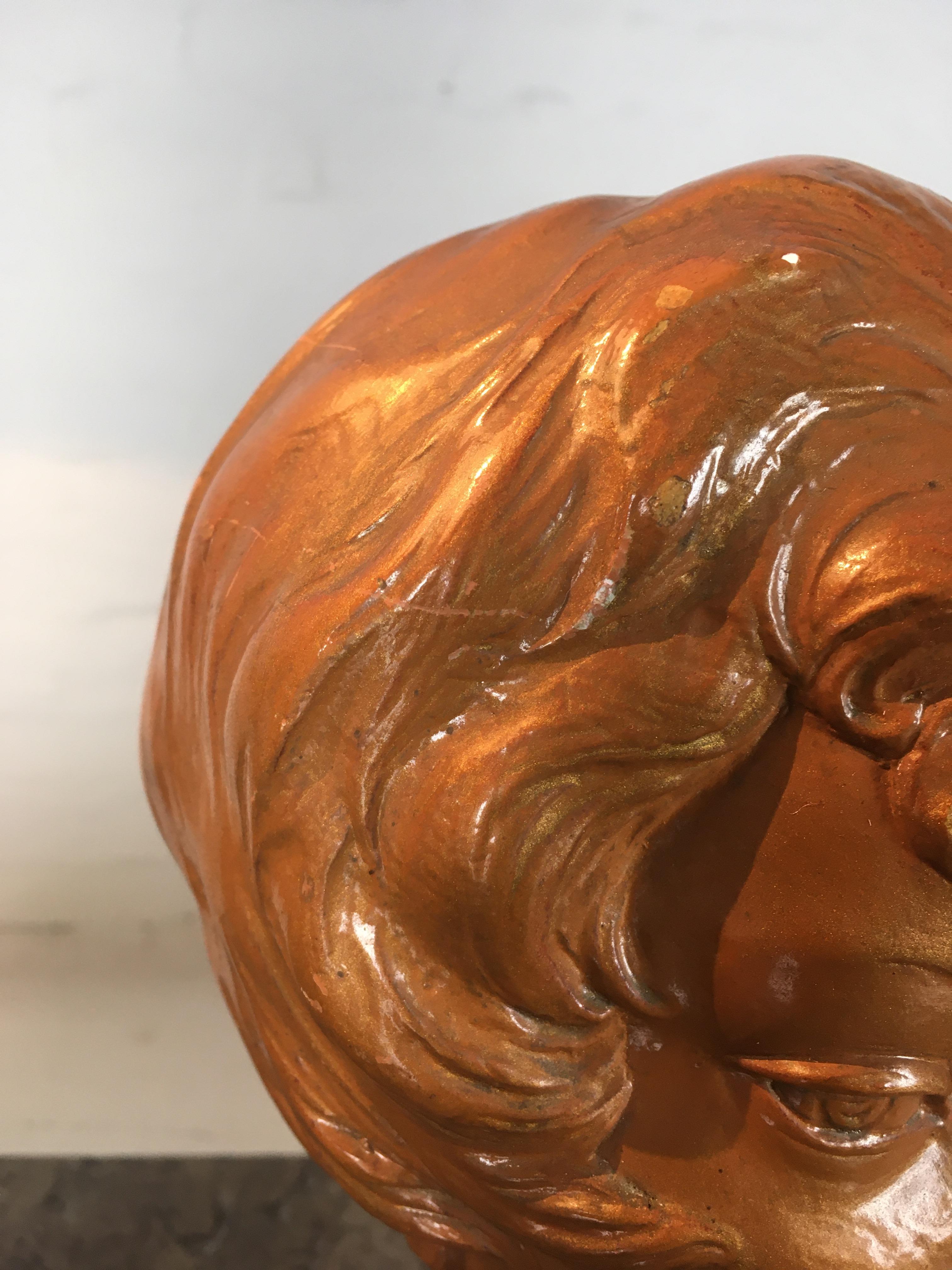 Buste en plâtre doré de Brigitte Bardot:: Arnova:: années 1950 4