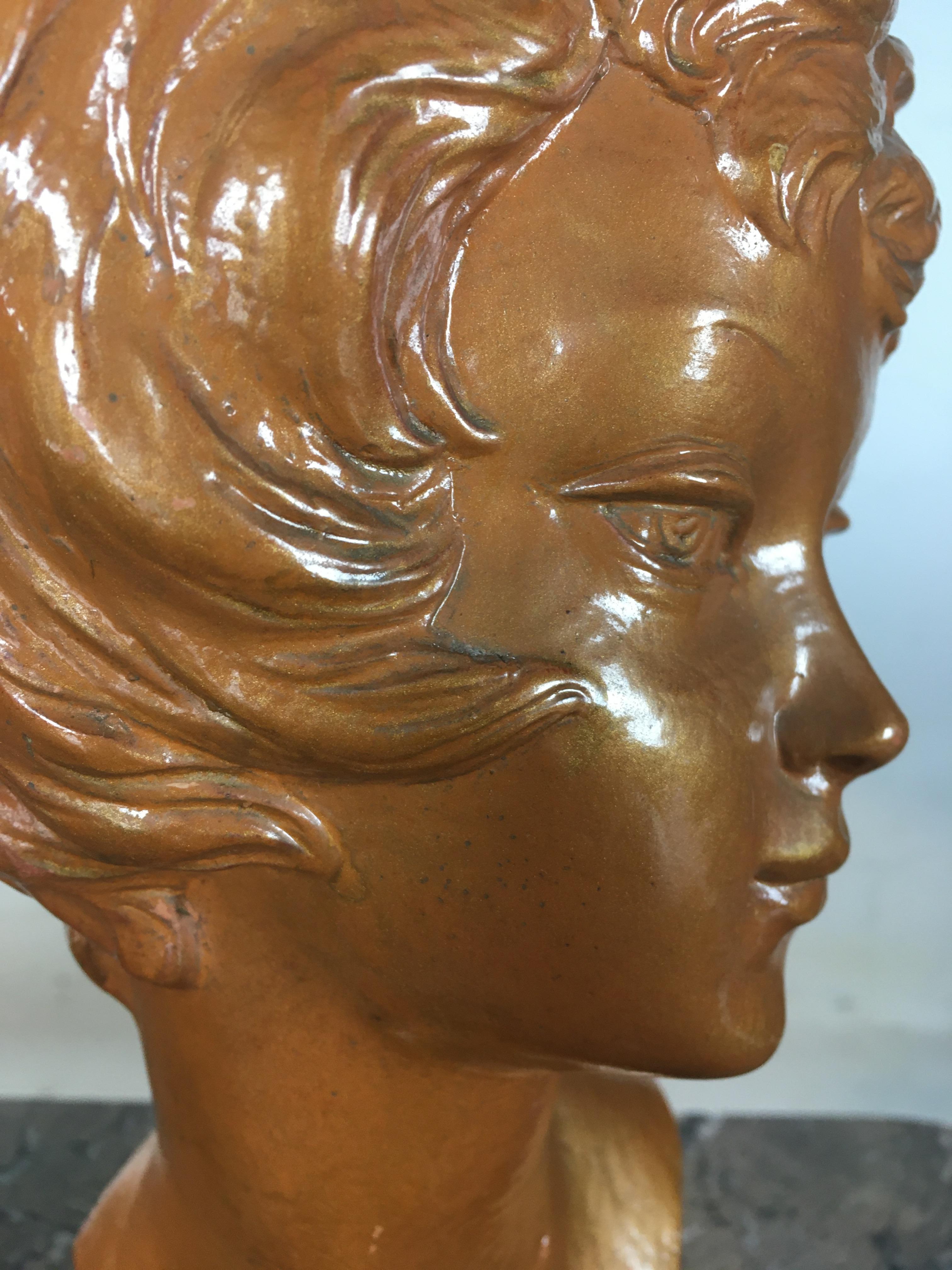 Arnova Golden Plaster Bust of Brigitte Bardot, 1950s For Sale 8