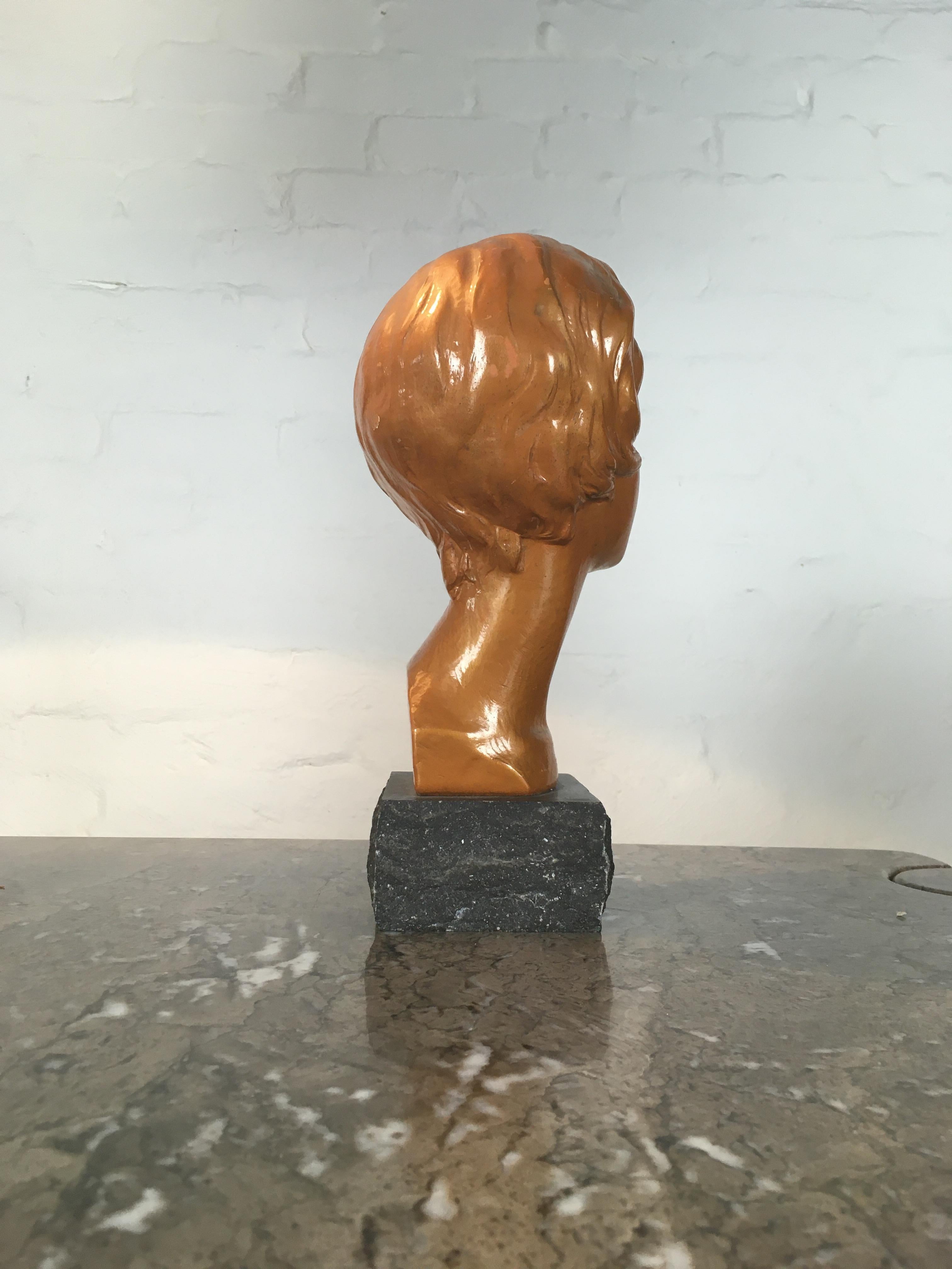 Mid-Century Modern Buste en plâtre doré de Brigitte Bardot:: Arnova:: années 1950