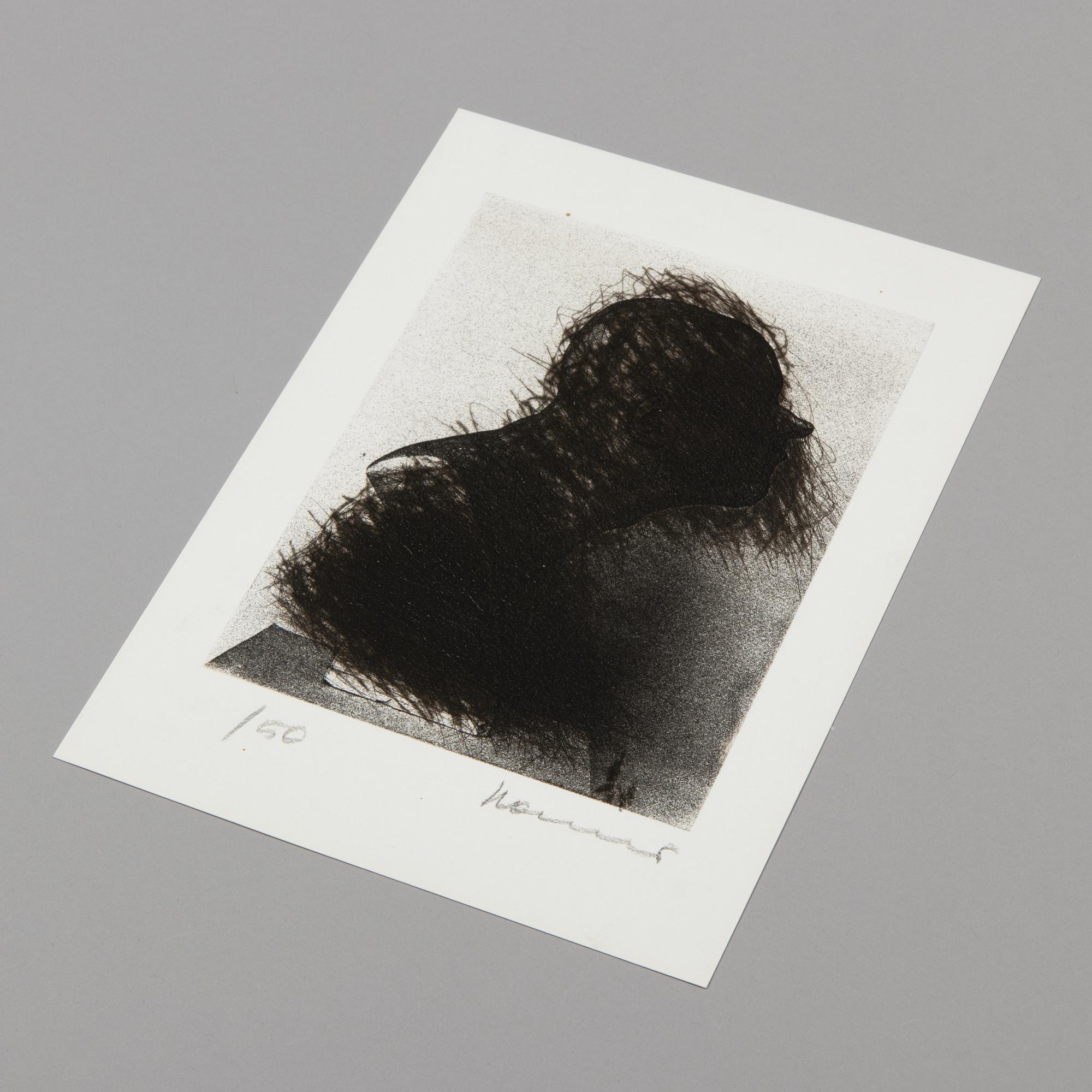 Arnulf Rainer, Büste im Nebel - Estampe signée, gravure à la pointe sèche, art abstrait en vente 1