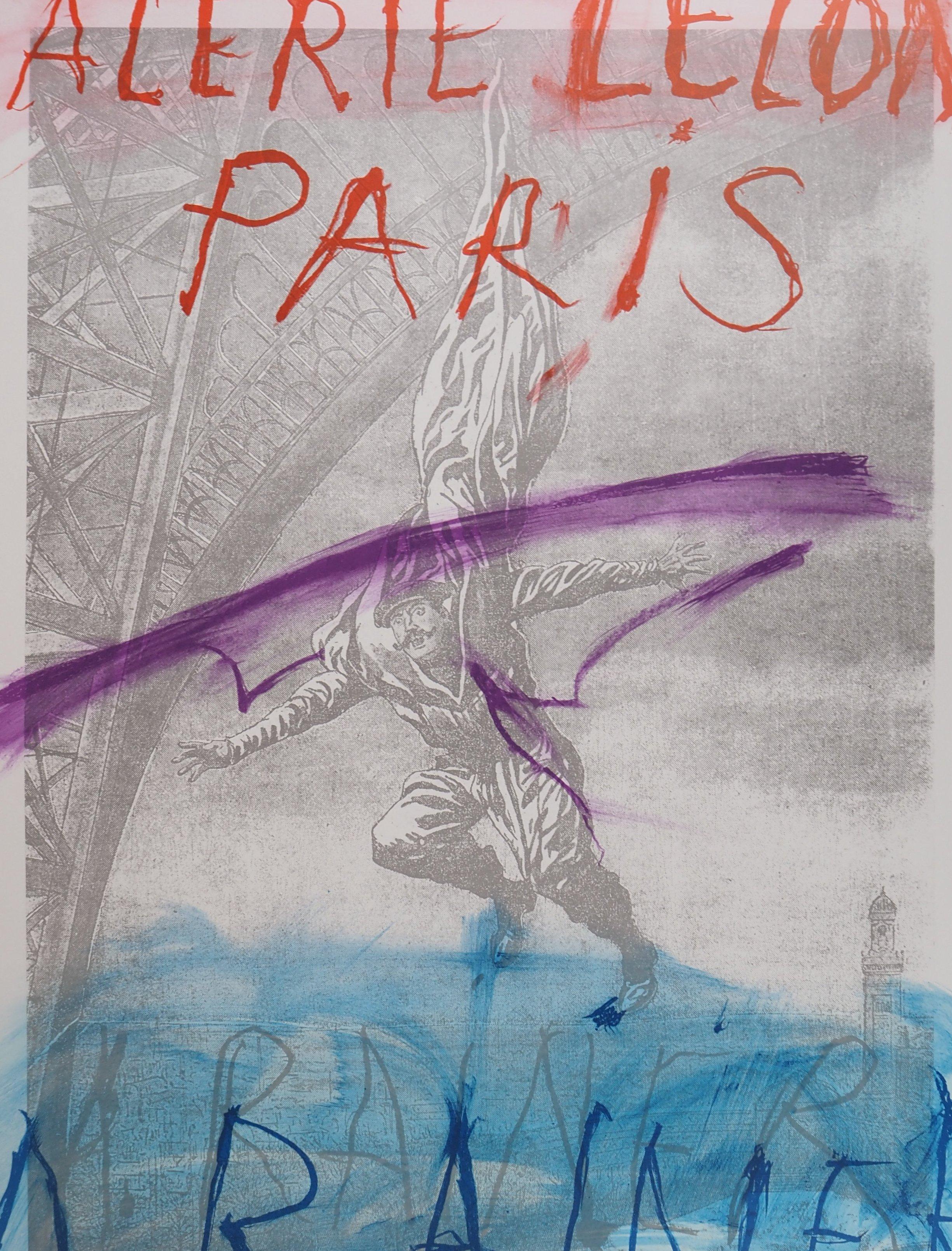 Eiffel Tower and Informal Composition - Original Vintage Lithographic Poster - Print by Arnulf Rainer