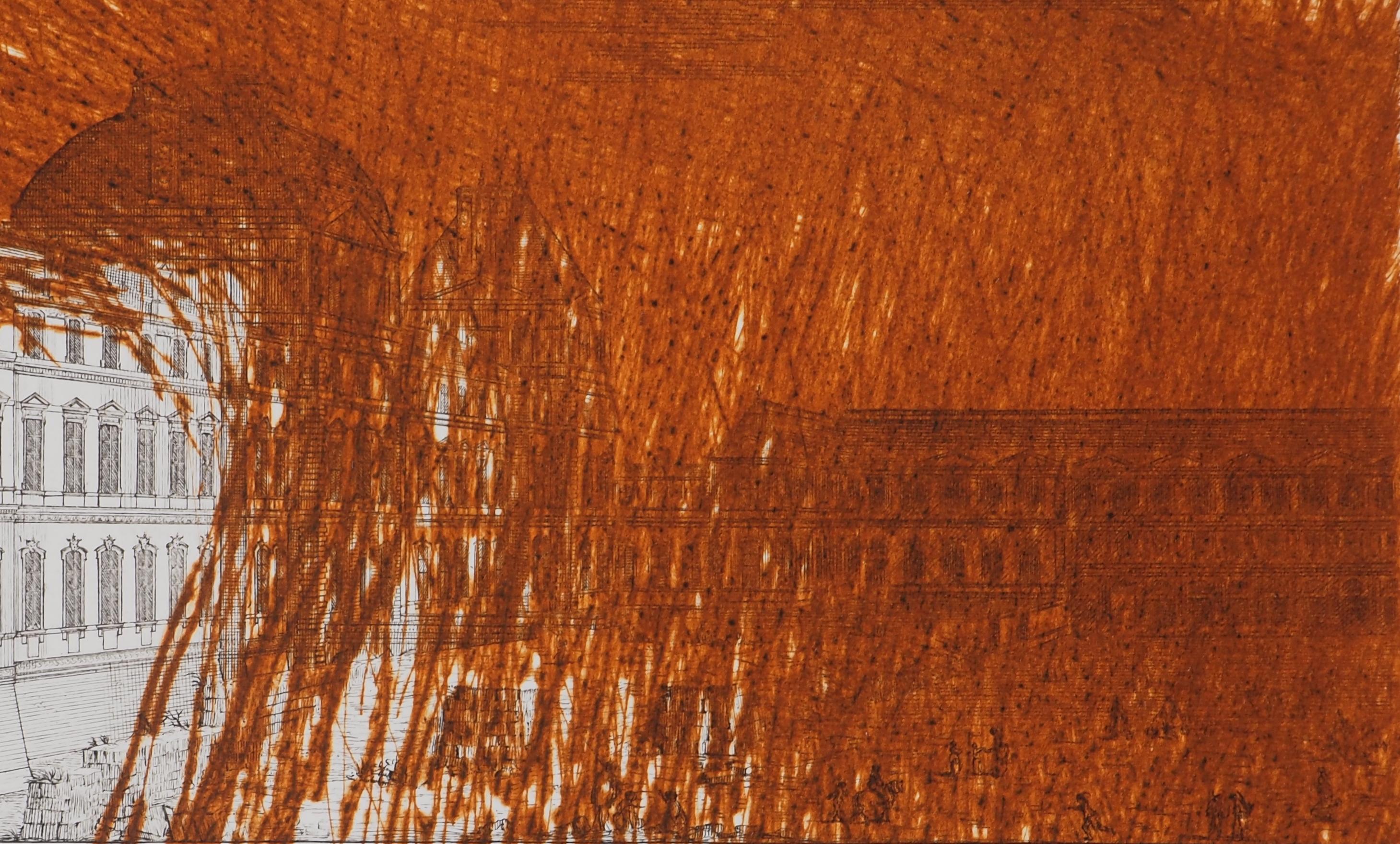 Arnulf Rainer (1929)
París : Homenaje al Museo del Louvre con Orange Scratch 

Grabado original
Sobre vitela 40 x 50 cm (c. 16 x 20 pulg.)
Autentificado con el sello ciego del editor Chalcographie del Museo del Louvre (París)

Excelente estado