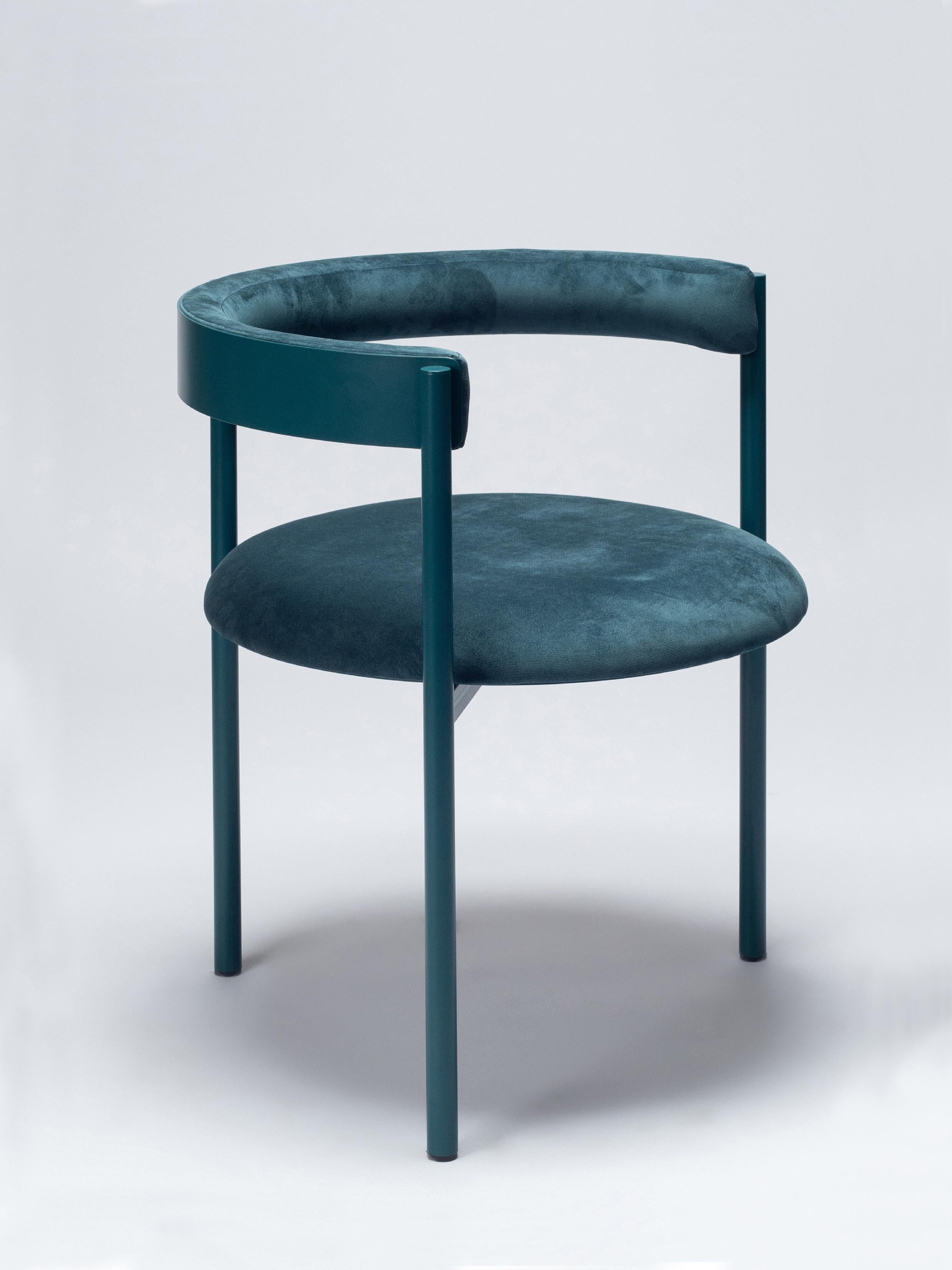 ARO Contemporary Chair in Steel and Velvet Upholstery by Ries For Sale 4