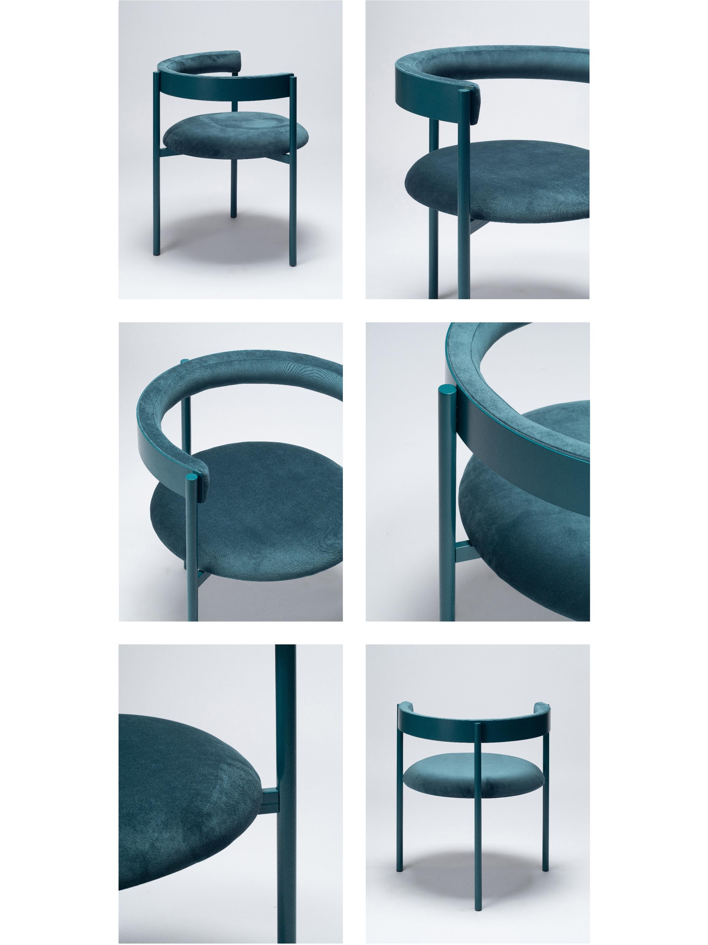 ARO Contemporary Stuhl aus Stahl und Samtpolsterung von Ries im Angebot 7