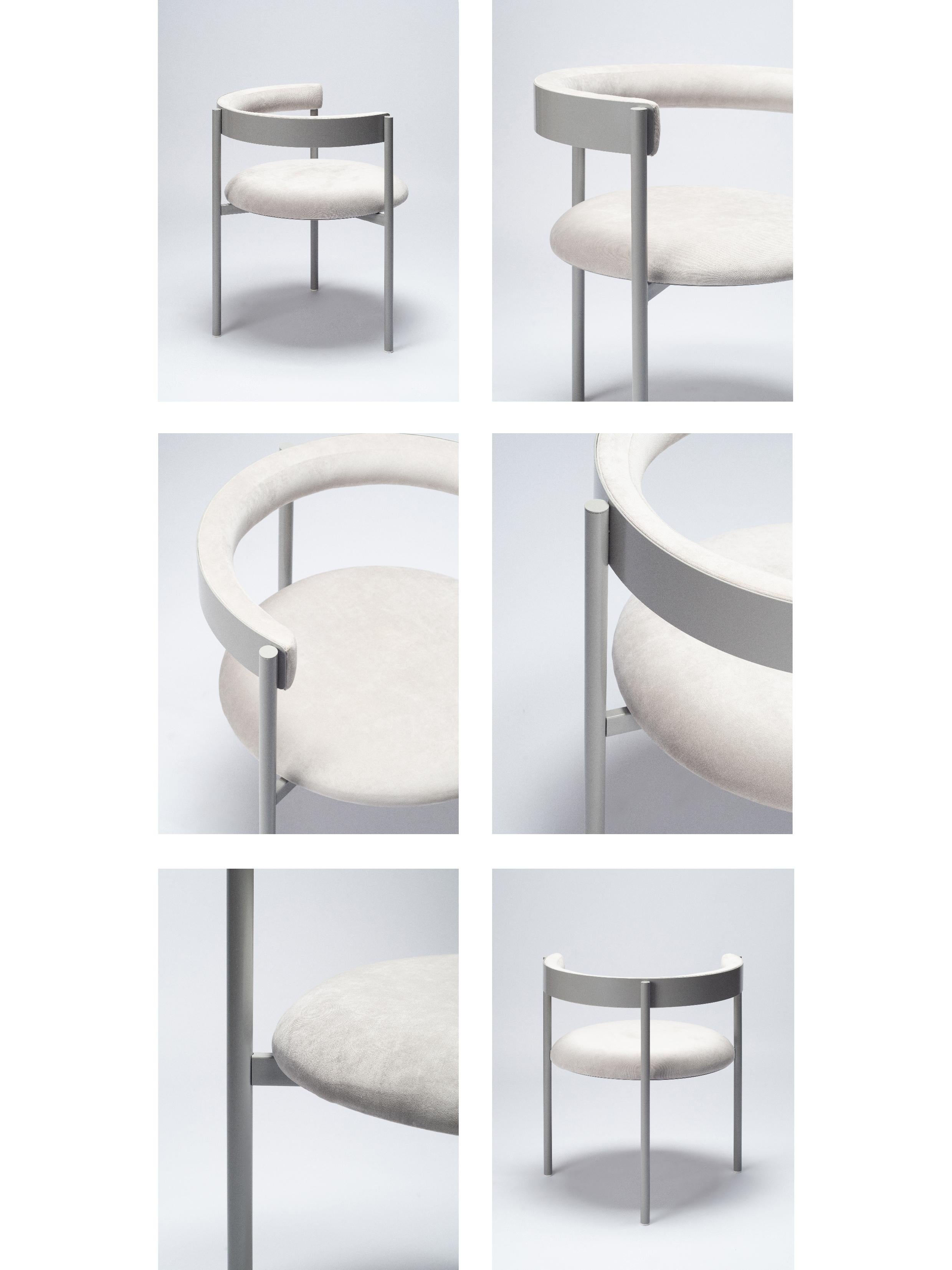 Chaise contemporaine ARO en acier et tapisserie de velours par Ries en vente 8