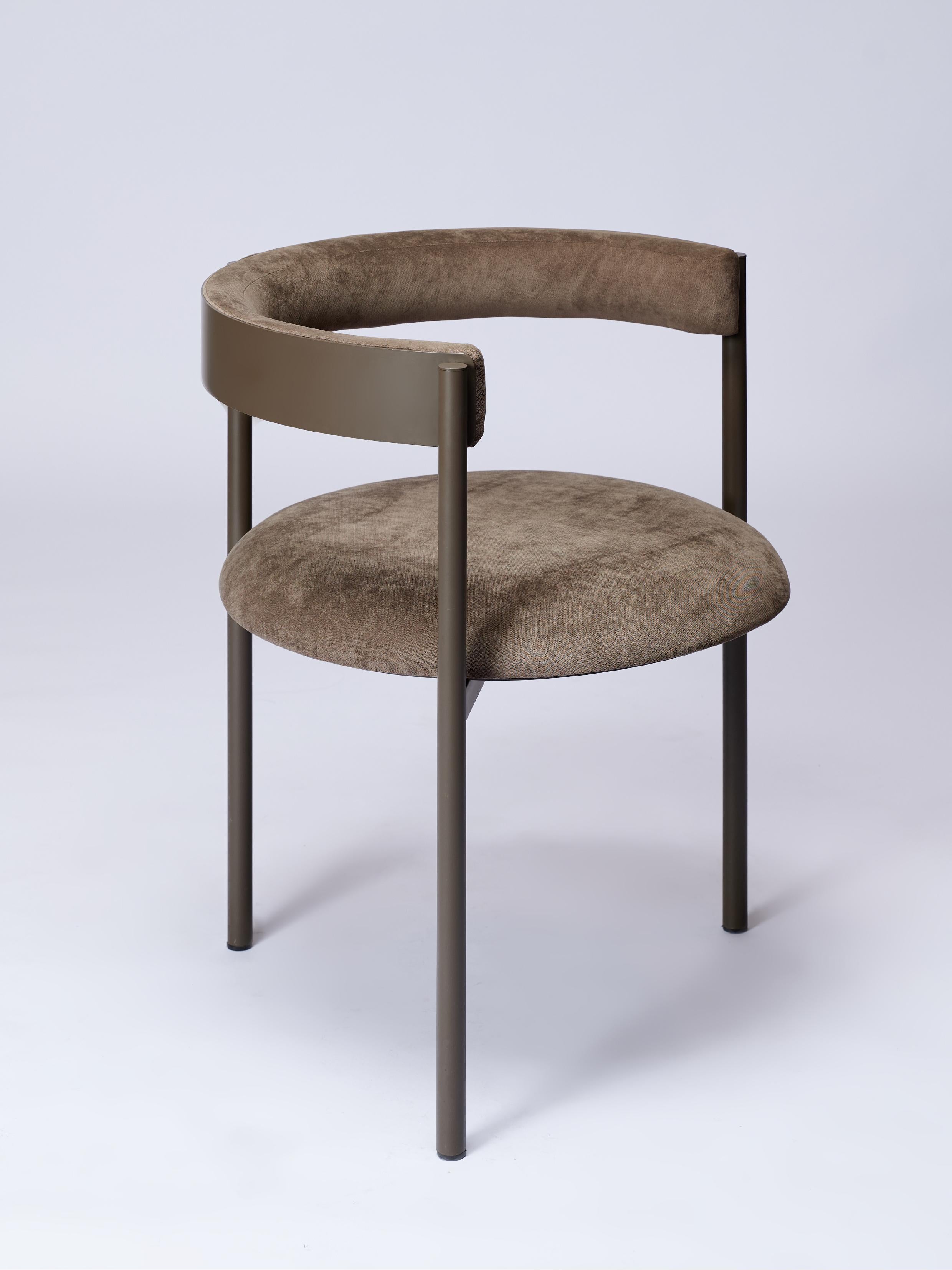 Argentine ARO Contemporary Chair in Steel and Velvet Upholstery by Ries For Sale