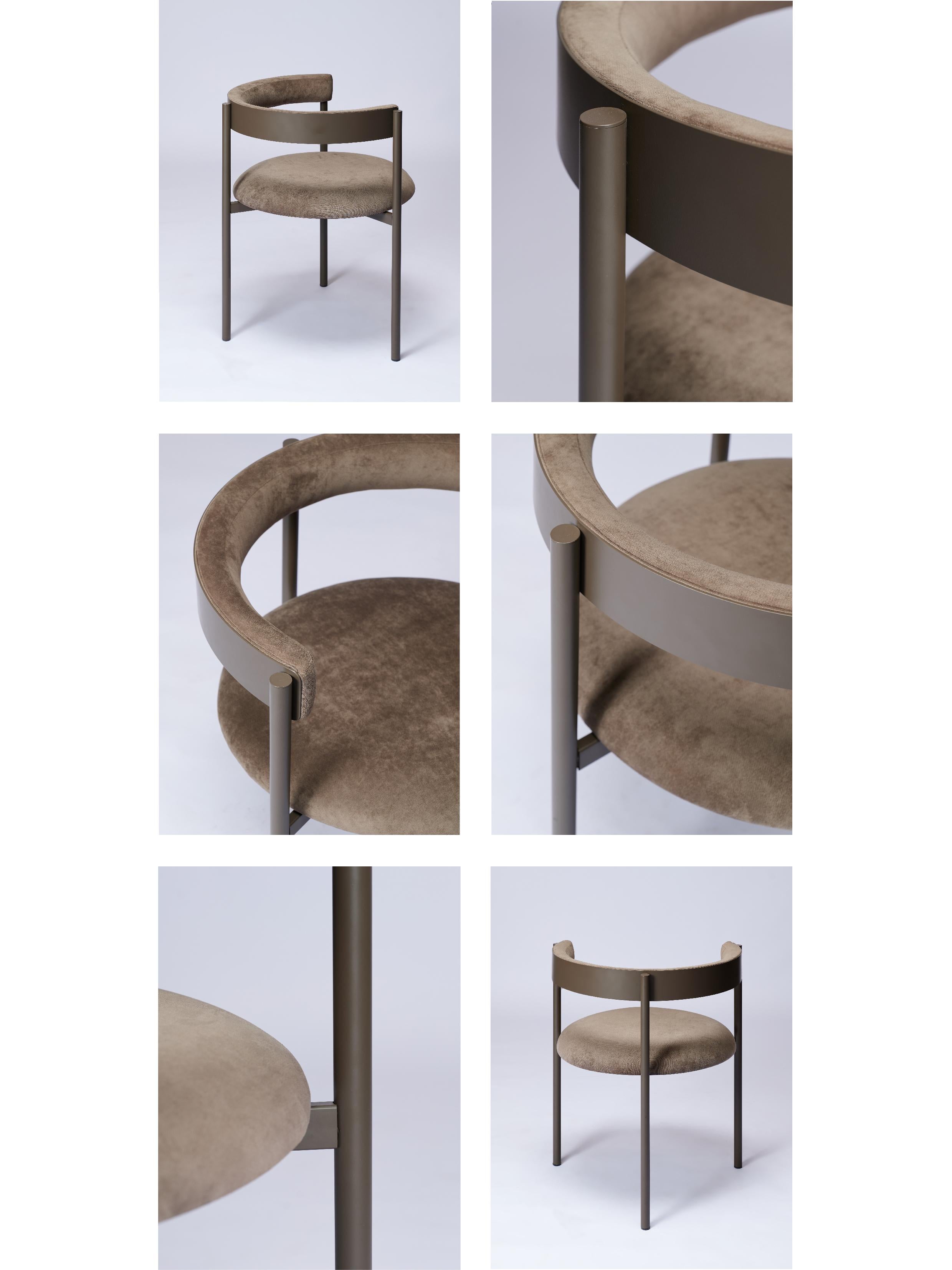Powder-Coated ARO Contemporary Chair in Steel and Velvet Upholstery by Ries For Sale