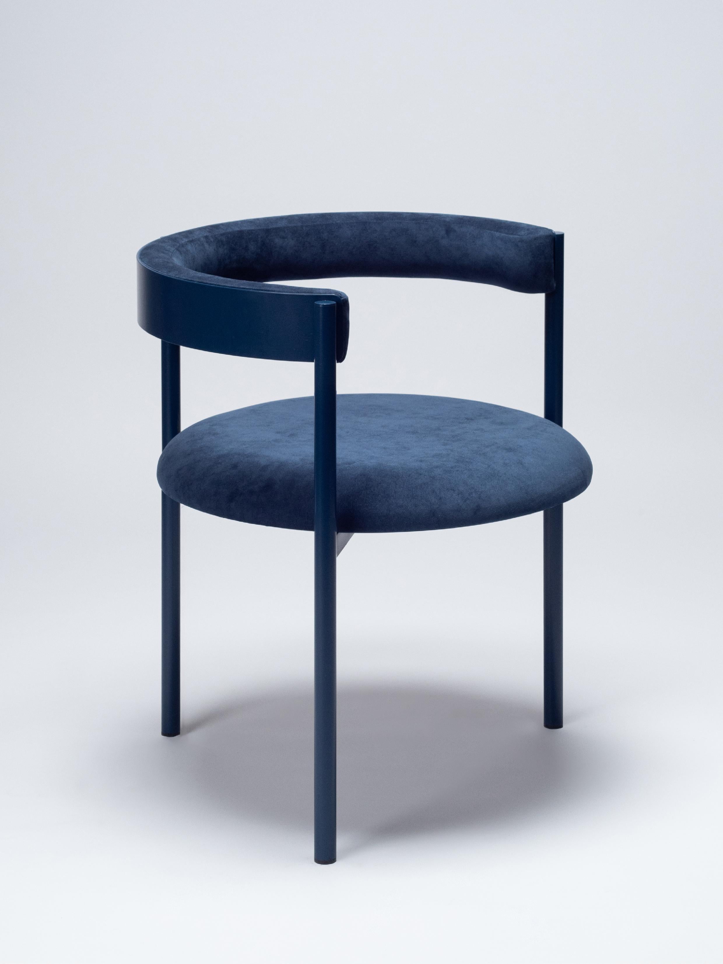 ARO Contemporary Chair in Steel and Velvet Upholstery by Ries In New Condition For Sale In Buenos Aires, CABA