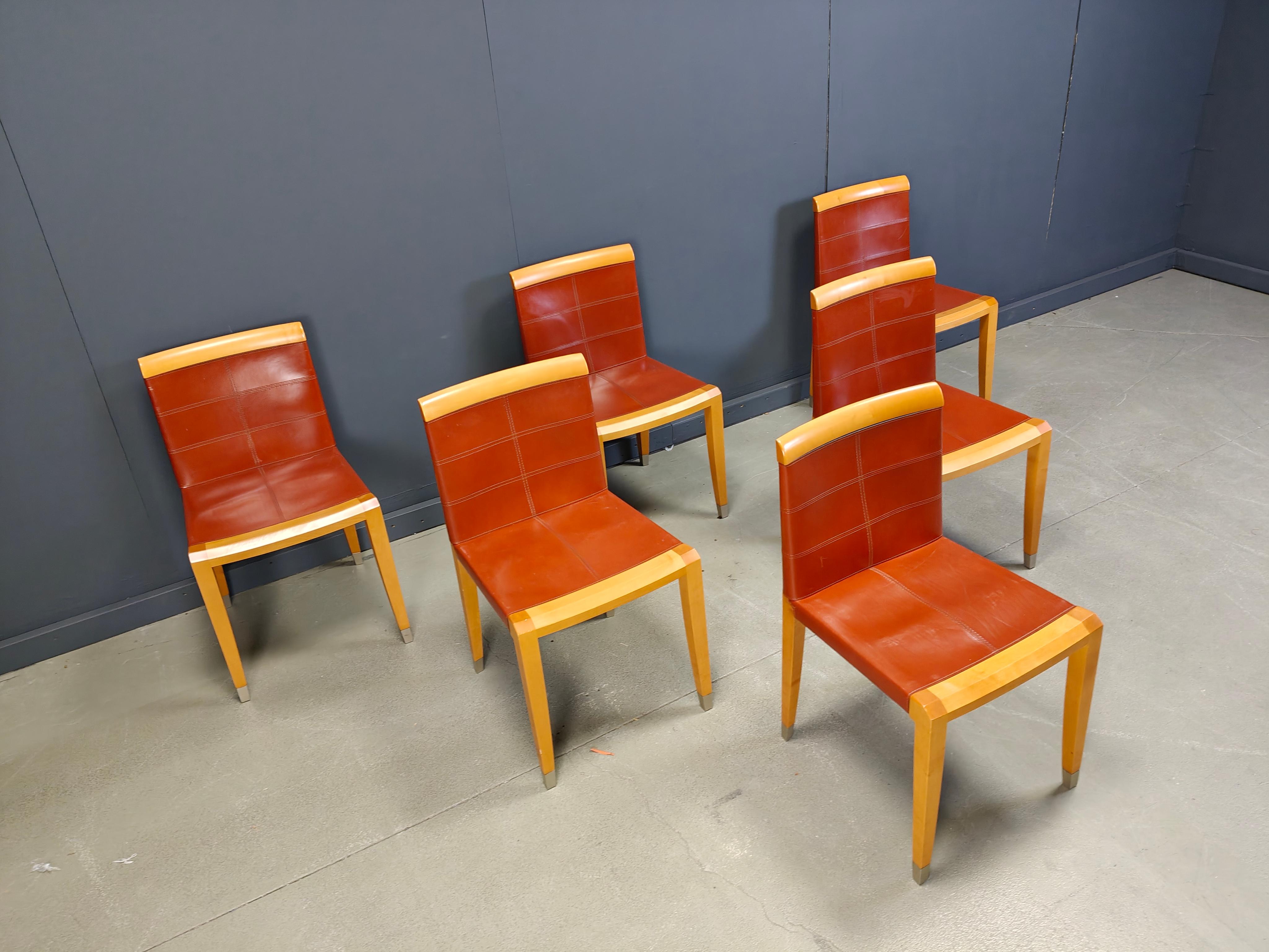 Pelle Sedie da pranzo Aro di Chi Wing Lo Chairs per Giorgetti, Italia - set da 6 in vendita