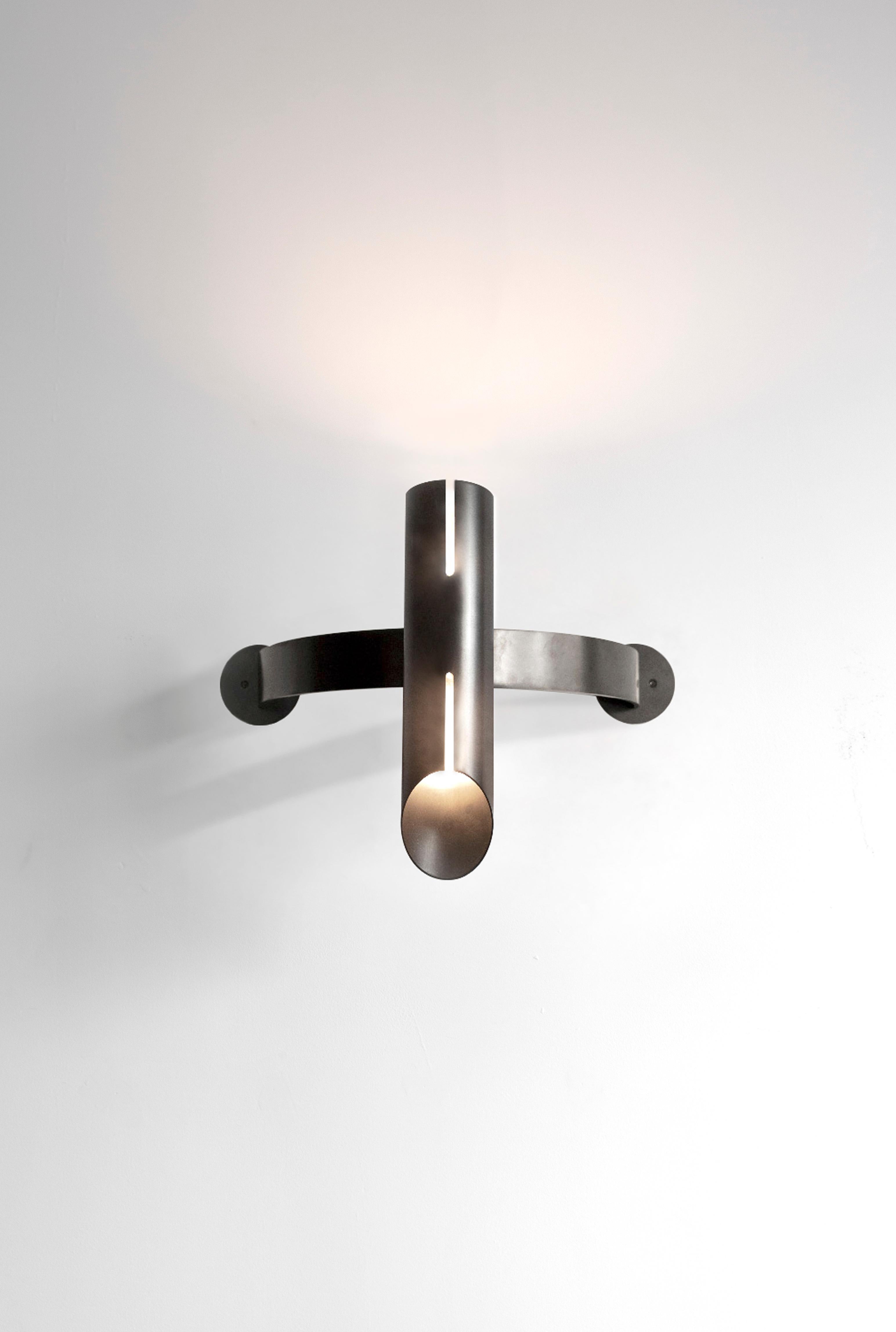 Modern ARO Half-Moon Sconce, Patinated Brass For Sale
