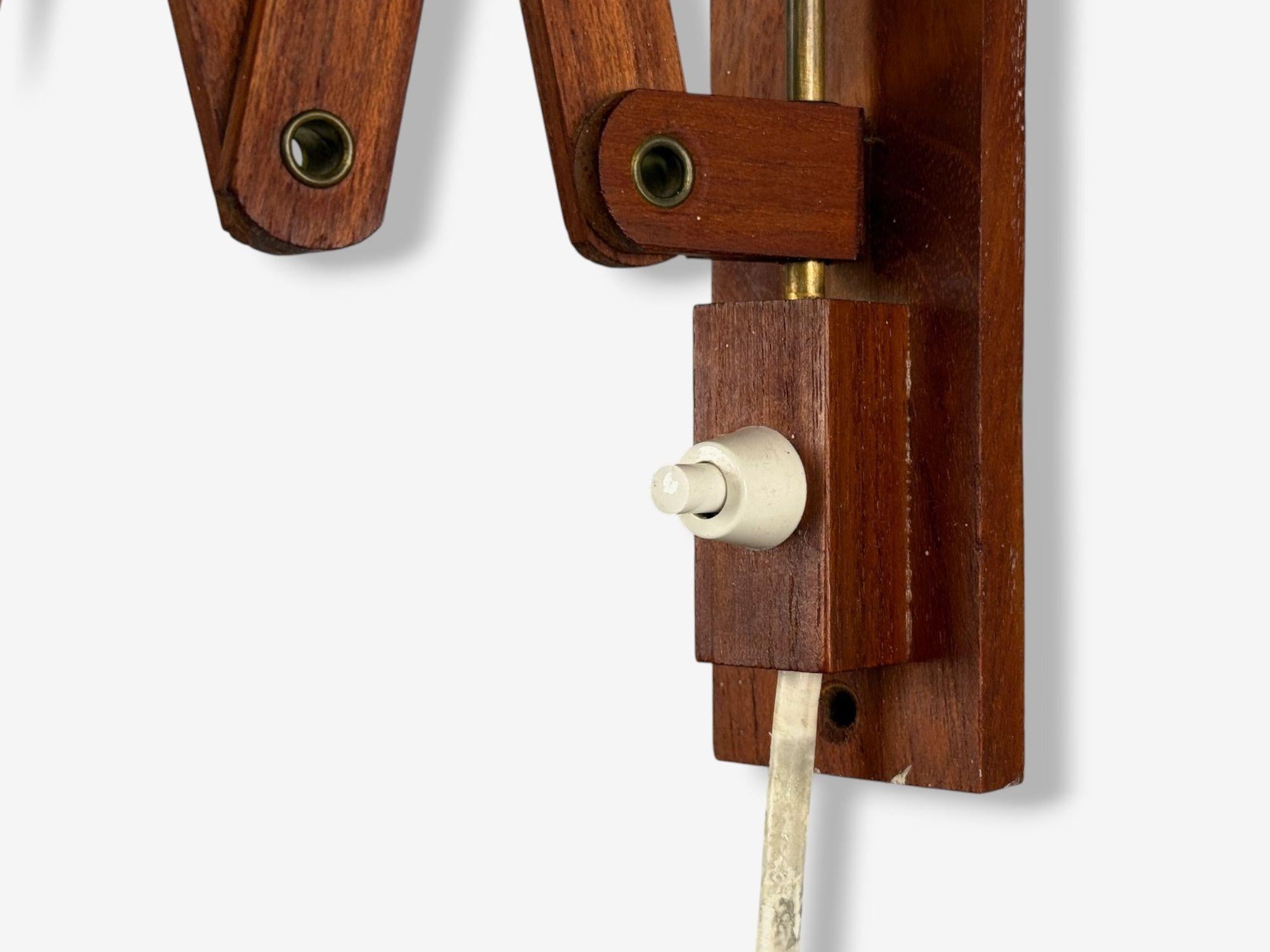 Aro Leuchten, Teak, Ottone, Fabrice, Applique a forbice, Germania, anni '60 in vendita 1