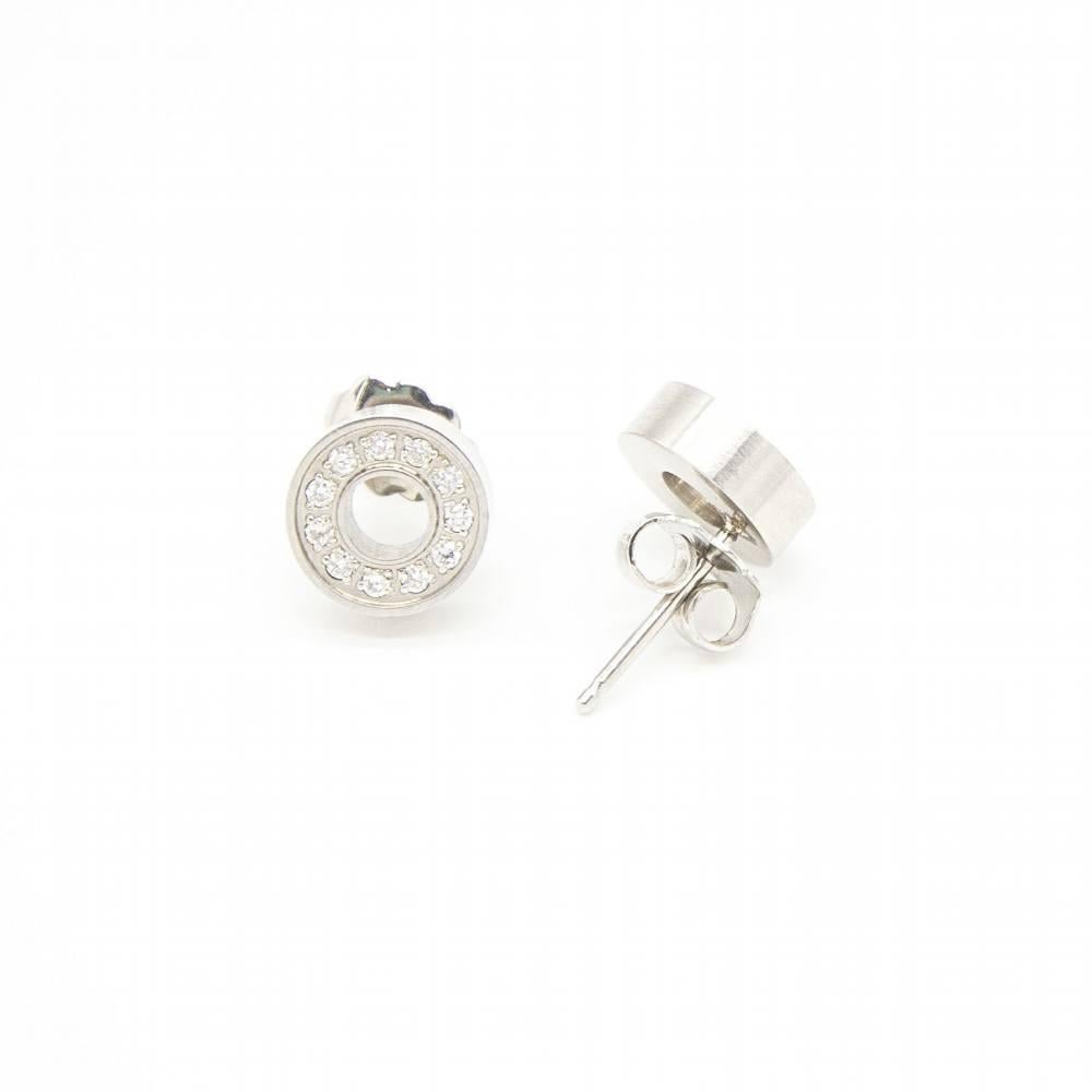 Women's Steel and Diamond Earrings : 22x Brilliant Cut Diamonds : 316L Steel : 2.34 grams.  Sizes : Diameter 9mm : Brand new item : Ref.: D363875SO