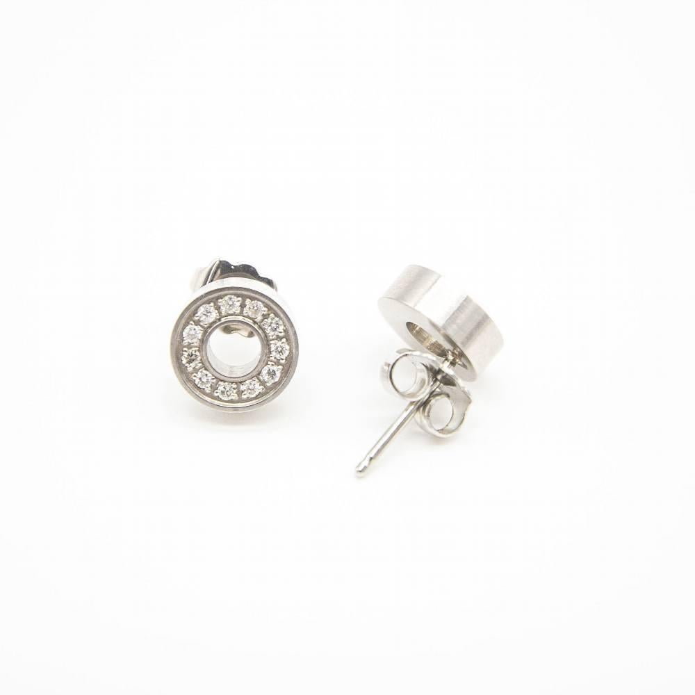 Brilliant Cut ARO Steel and Diamond Earrings For Sale