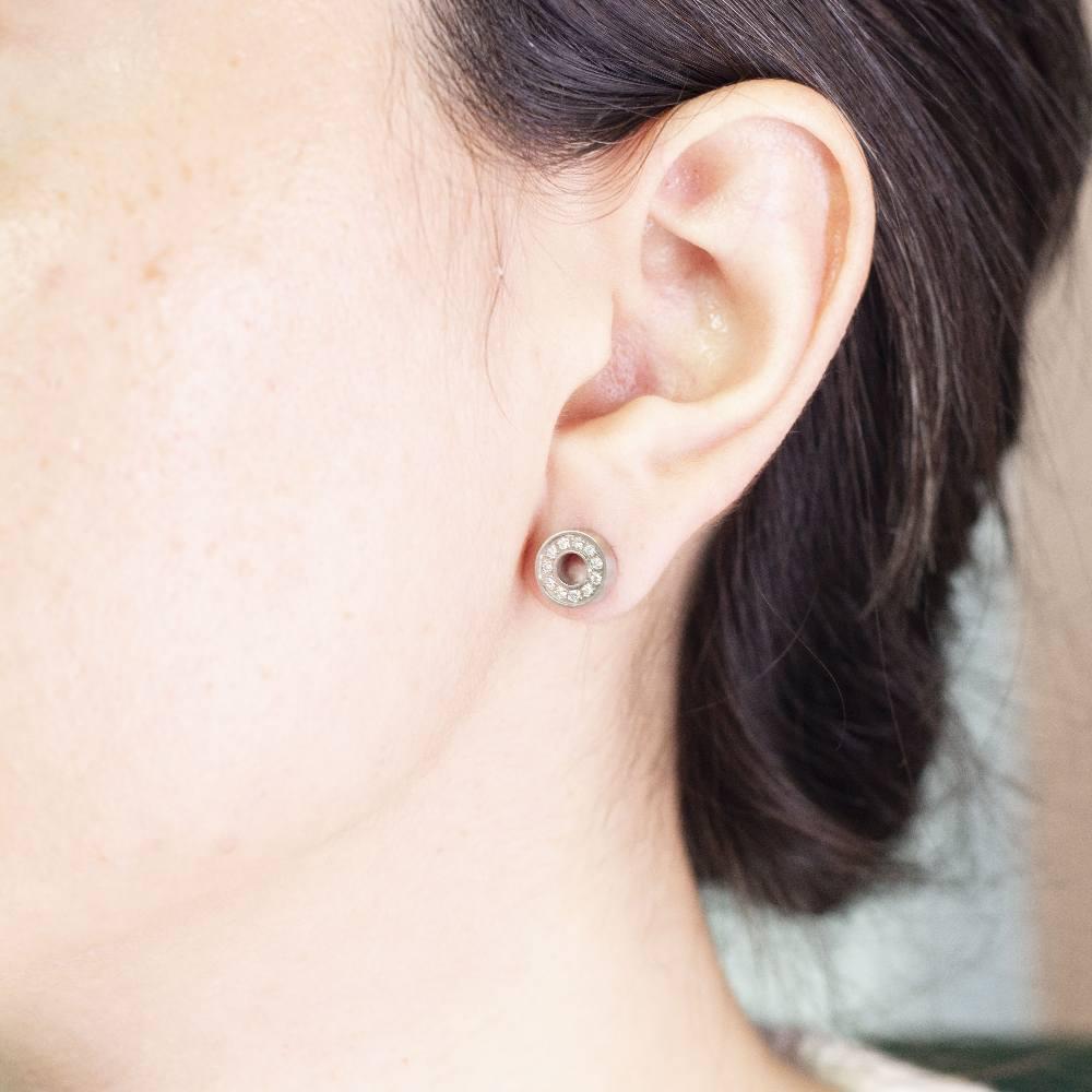 Women's ARO Steel and Diamond Earrings For Sale