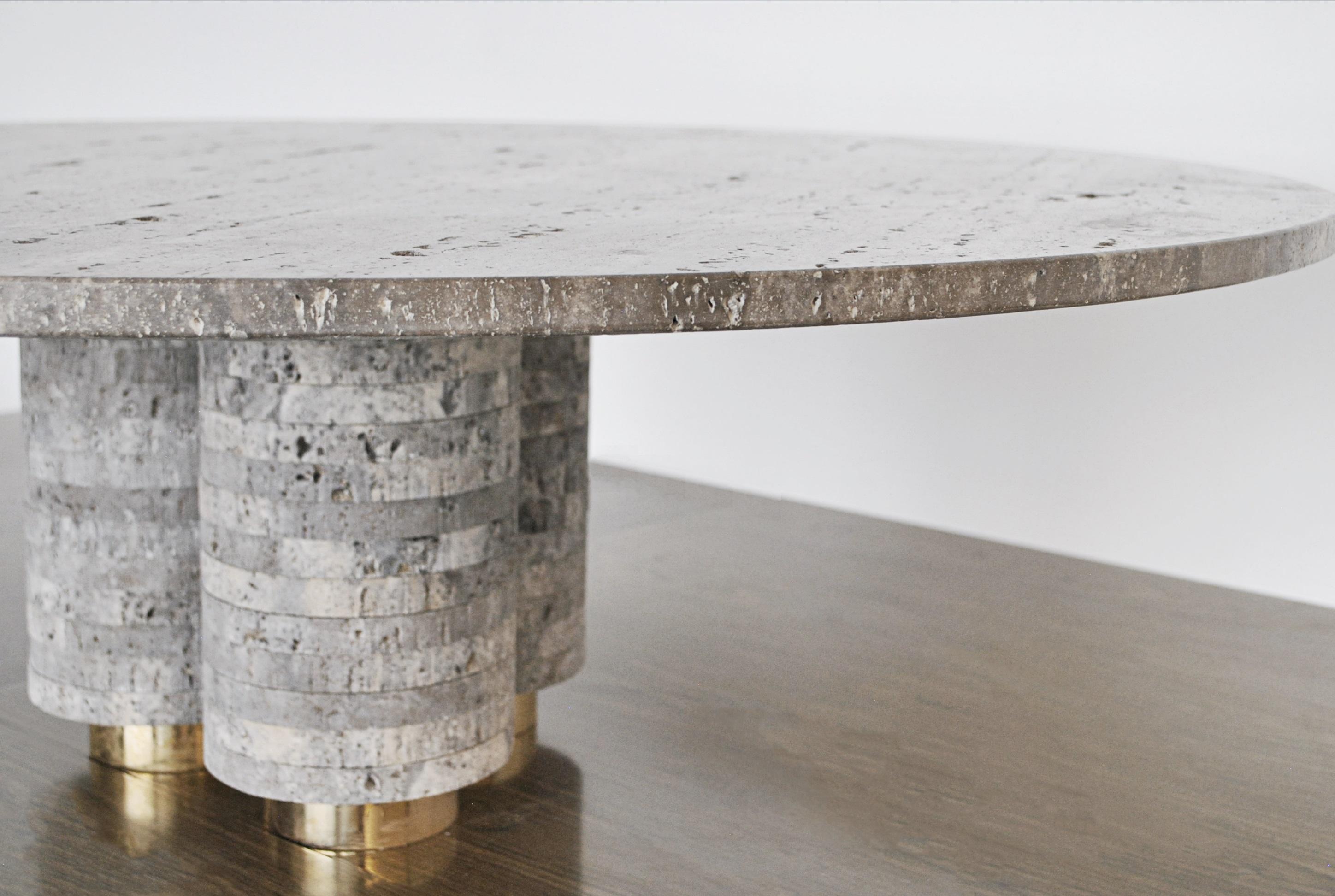 Mexican Aro Travertine Coffee Table by Atra Design For Sale