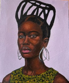Heritage 1 - 21st Century Contemporary, Figurative Portrait, African Woman Hair
