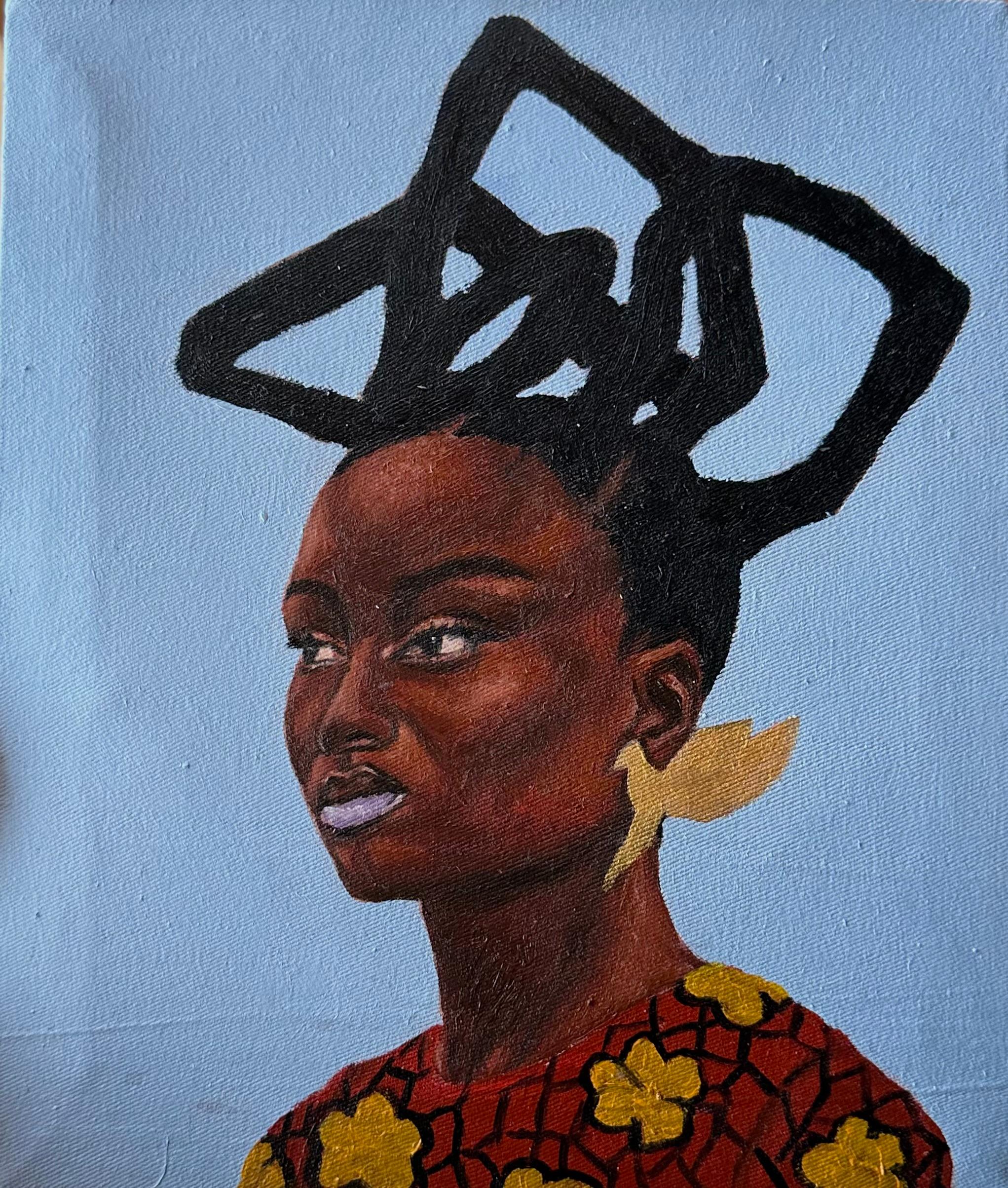 Arobieke Tomiwa Interior Painting - Heritage 6 - 21st Century Contemporary, Figurative Portrait, African Woman Hair
