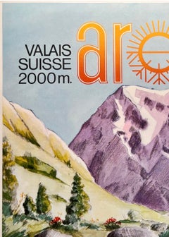 AROLLA SWITZERLAND - VALAIS SUISE Original Vintage Swiss Travel Tourism Poster