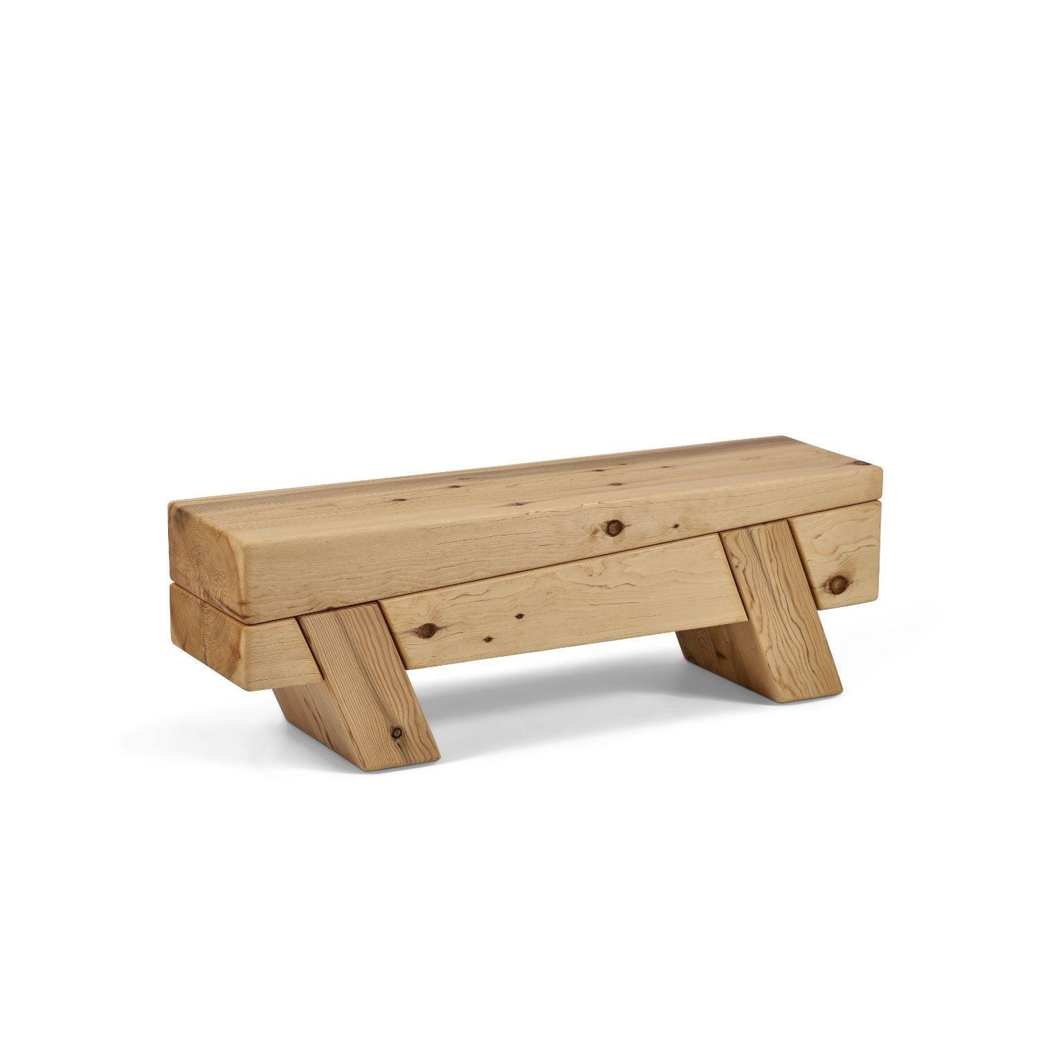 Aromatique Cedre Offcut Monoblock Bench by Contemporary Ecowood
Dimensions: W 117 x D 29 x H 38 cm.
Materials: Kiln Dried Turkish Oak
Finishing: Monocoat wood oil

The name 'OffCut' aptly describes the utilization of wooden blocks that might feature