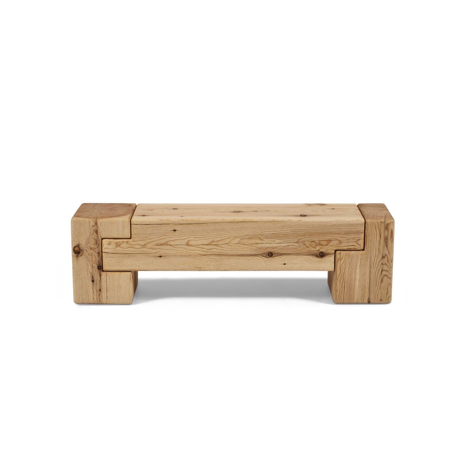 Aromatique Cedre Monoblock bench by Contemporary Ecowood
Dimensions: W 131 x D 29 x H 38 cm
Materials: Cedre
Finishing: Monocoat wood oil

Contemporary Ecowood’s story began in a craft workshop in 2009. Our wood passion made us focus on fallen