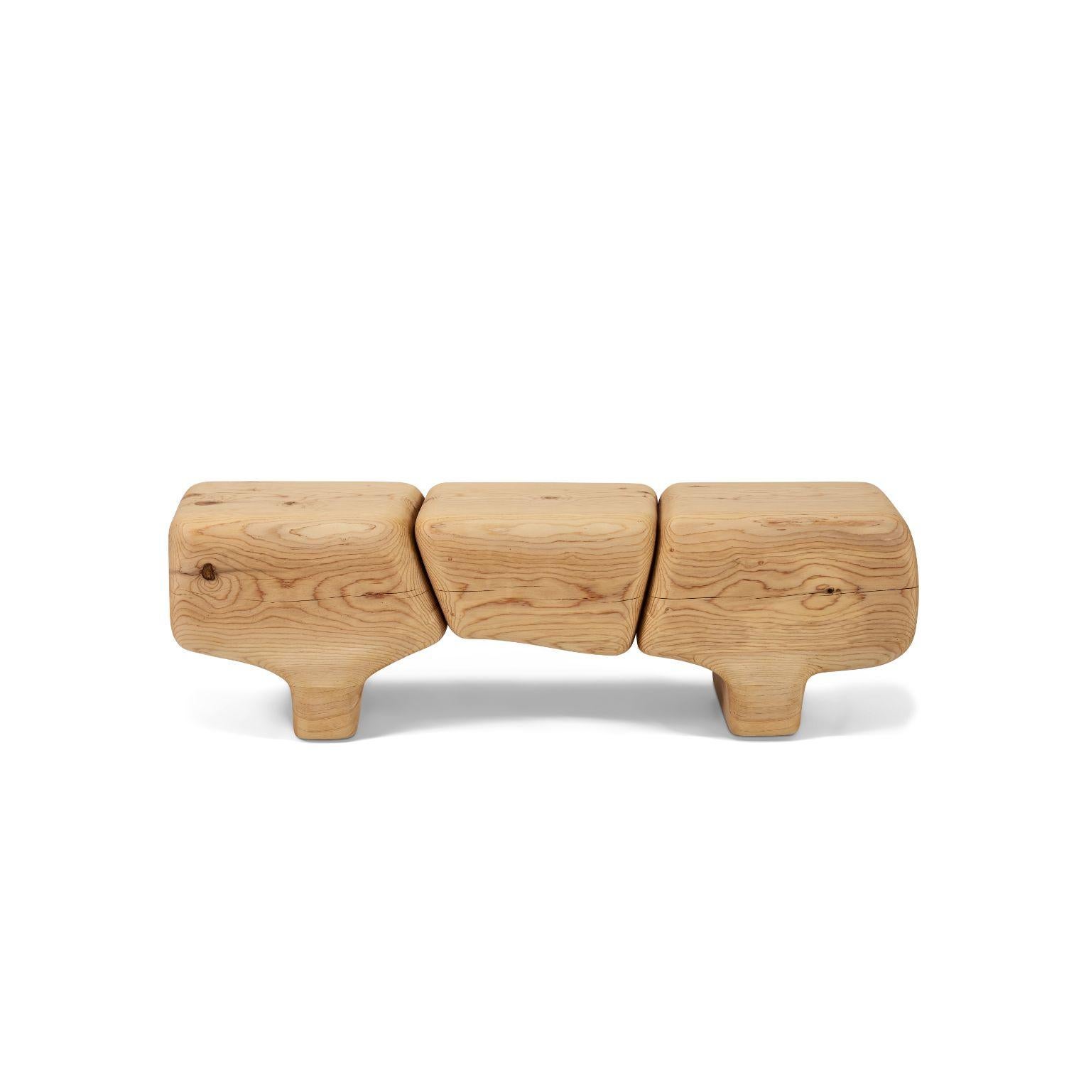 Aromatique Cedre sculptural bench by Contemporary Ecowood
Dimensions: W 118 x D 30 x H 37 cm
Materials: Cedre
Finishing: Monocoat Wood Oil

Contemporary Ecowood’s story began in a craft workshop in 2009. Our wood passion made us focus on fallen