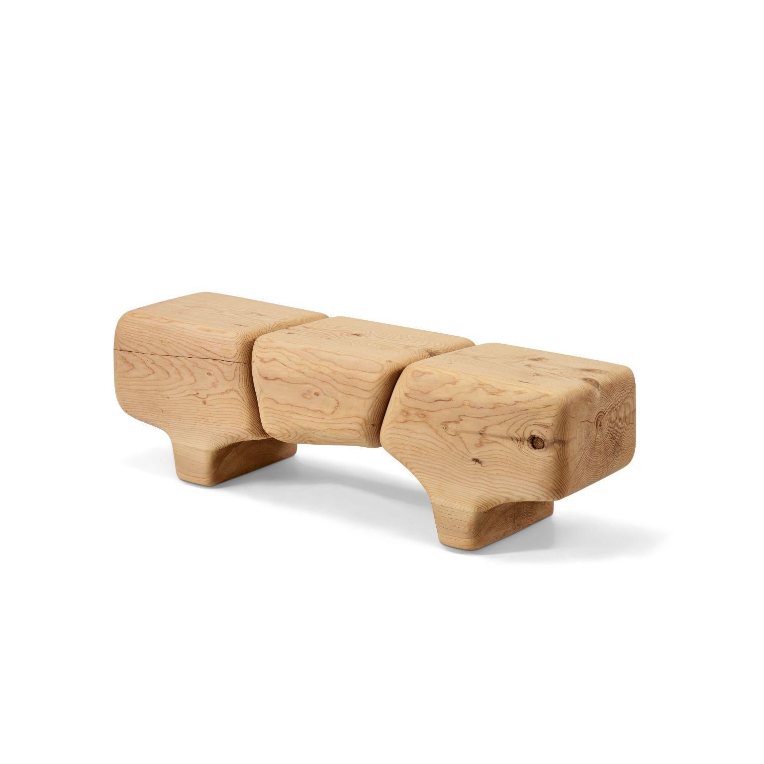 Wood Aromatique Cedre Sculptural Bench by Contemporary Ecowood For Sale