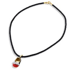 Aron Basha Baby Shoe Diamond & Enamel Estate Pendant