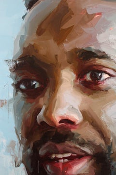 "John Isiah Walton" oil painting on canvas, large, portrait, male, gestural