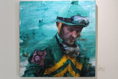 "Roby the Eight" original oil jockey portrait on canvas by Aron Belka