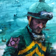 "Roby the Eight" original oil jockey portrait on canvas by Aron Belka