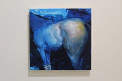 "Small Ghost" oil painting on panel, horse, gestural by Aron Belka