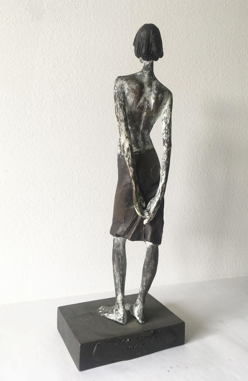 Italy Cast Lost Wax Woman Figurine Bronze Sculpture by Aron Demetz Guardando For Sale 3