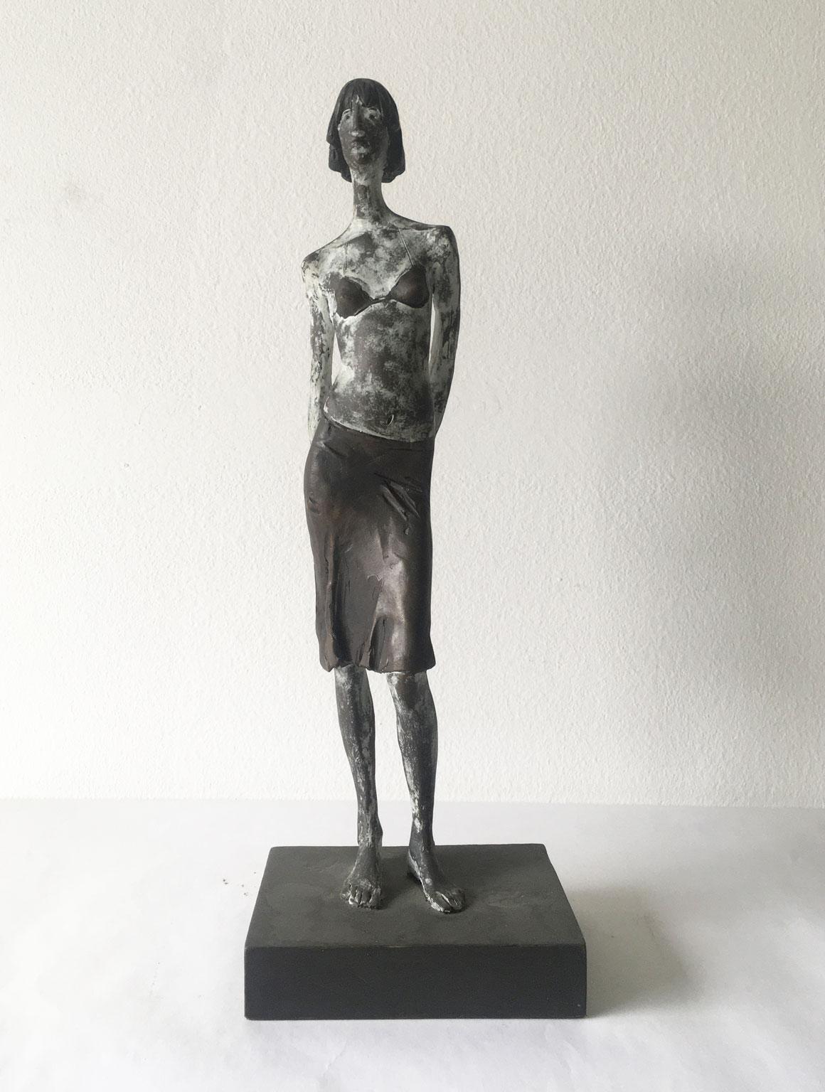 Italy Cast Lost Wax Woman Figurine Bronze Sculpture by Aron Demetz Guardando