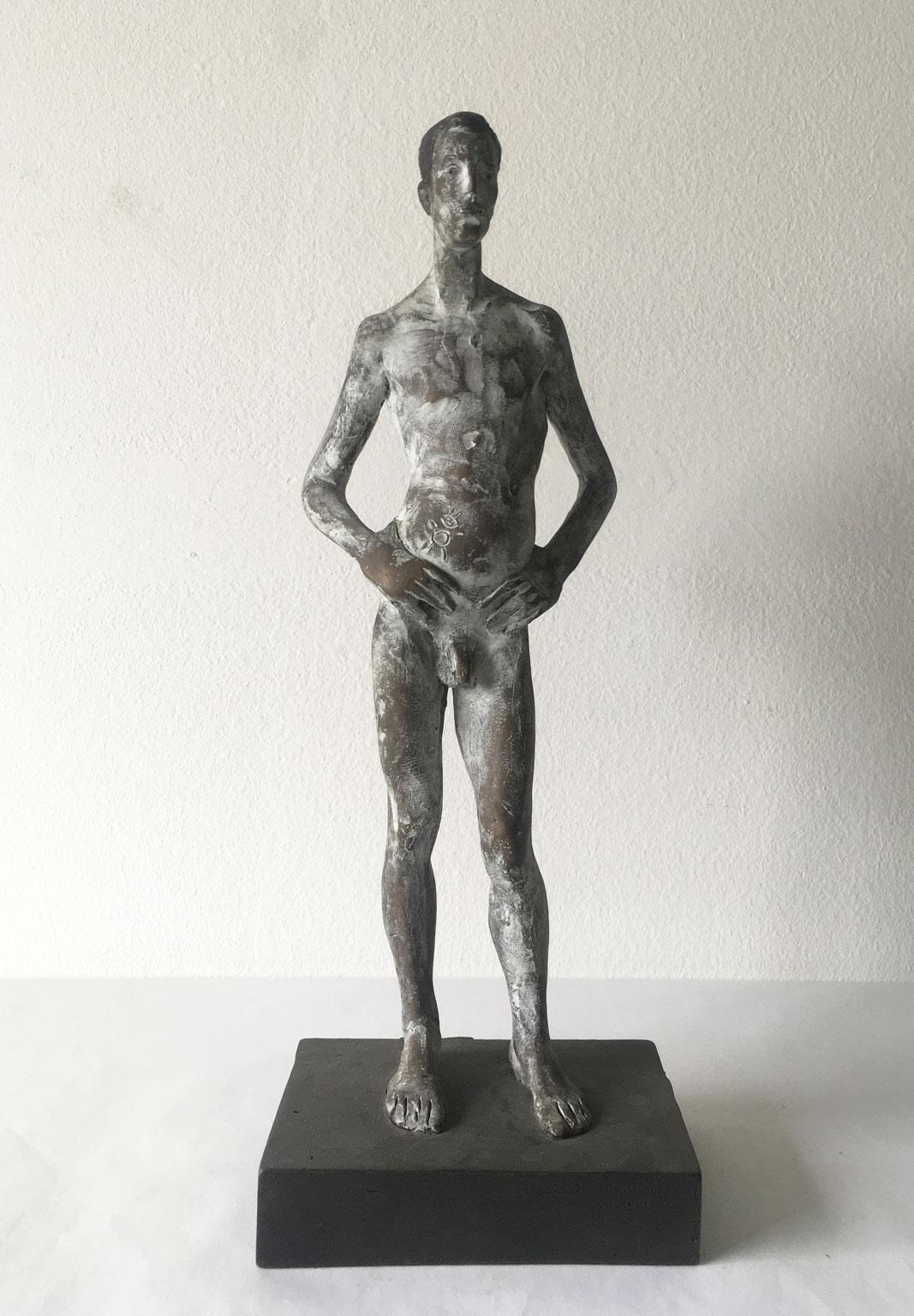 This intense bronze sculpture was made by the well known Italian artist, Aron Demetz, in 2004, Italy.
This is a lost wax bronze hand painted. The title is 