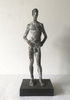 Vintage Ricordo Italy Cast Bronze Figurine Man Sculpture by Aron Demetz