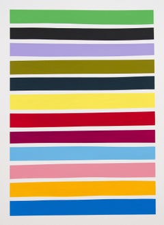 12 lignes multicolores n°2 - audacieuses, colorées, contemporaines, acrylique sur papier