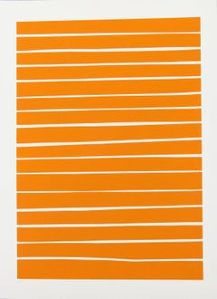 16 Orange Lines - bold, vibrant, saturated, contemporary, acrylic on paper