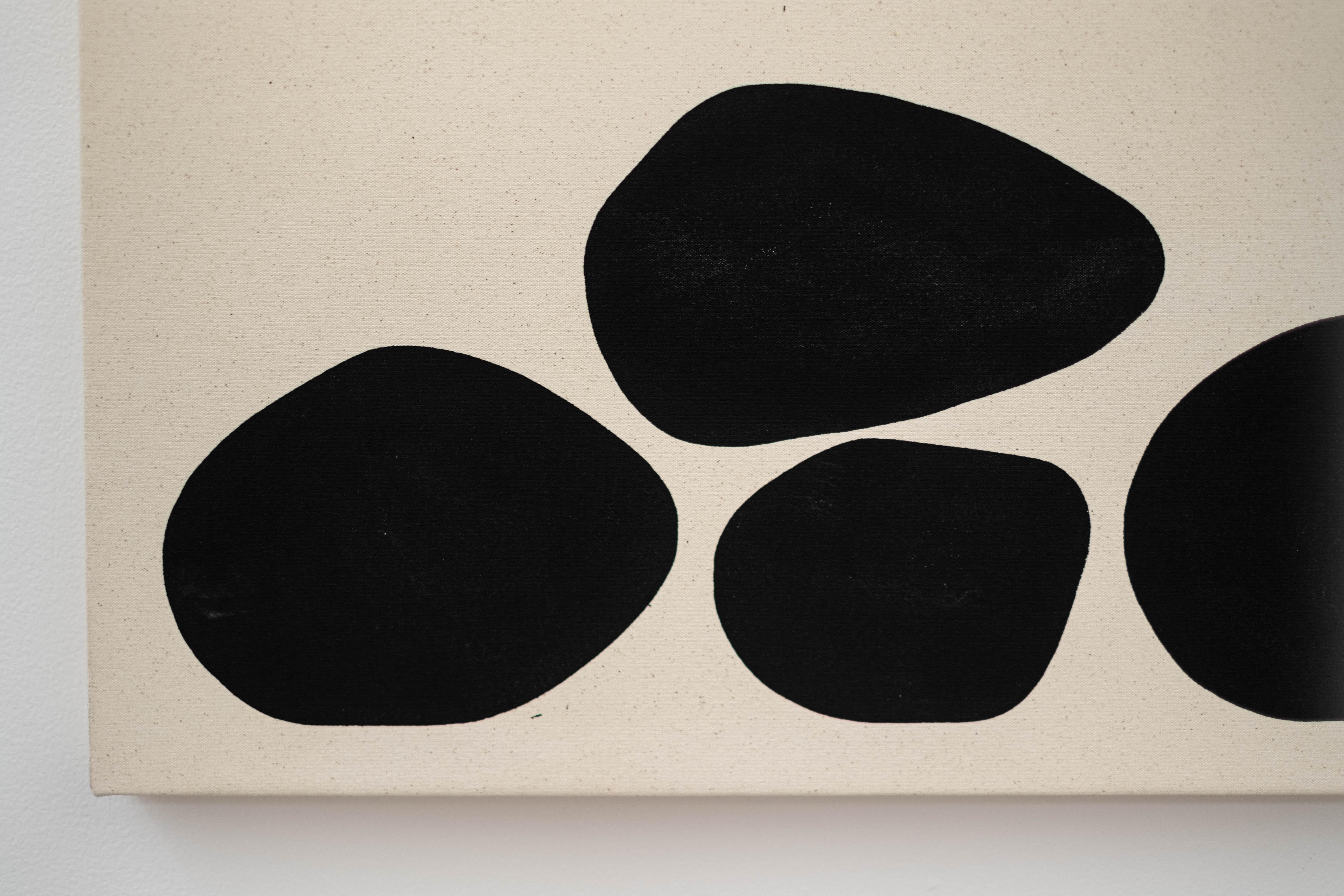 6 Rocks in the open - formes sombres et abstraites, collage acrylique et encre sur toile en vente 1